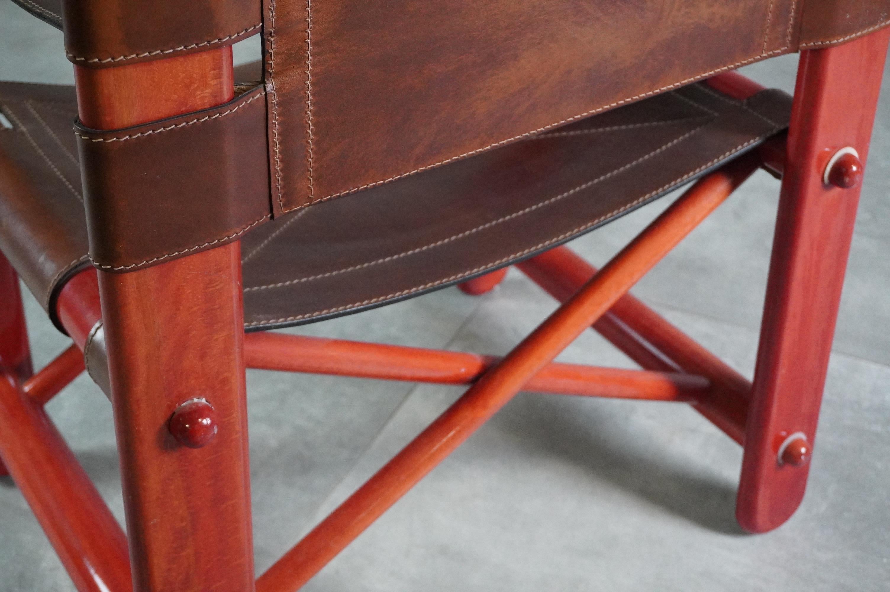 ''Bardella'' leather and wood chair by Umberto Brandigi for Poltronova, 1967 For Sale 3