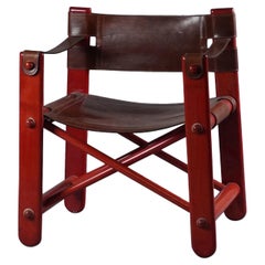 ''Bardella'' leather and wood chair by Umberto Brandigi for Poltronova, 1967
