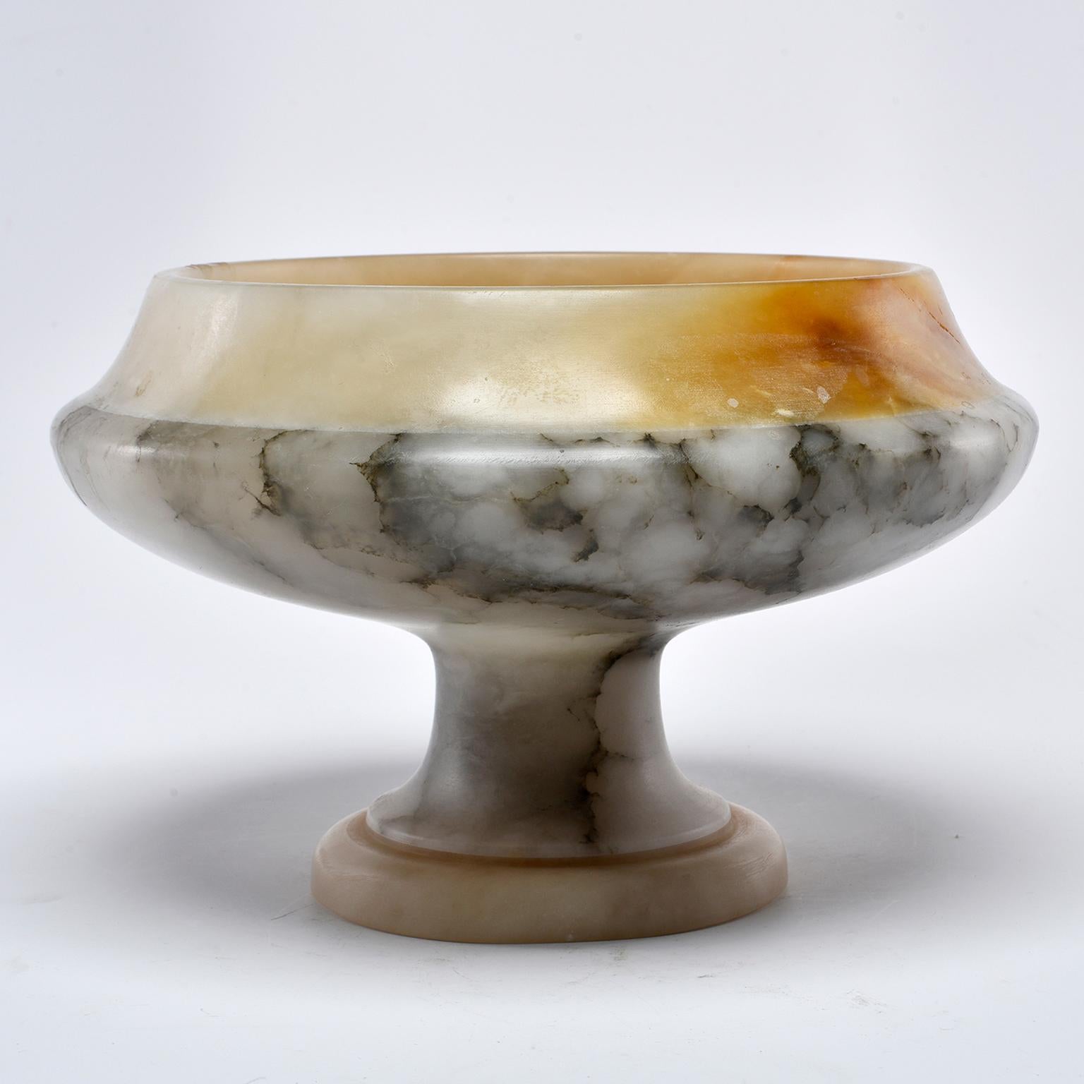 Bardiglio Marble and Alabaster Pedestal Bowl or Compote For Sale 1