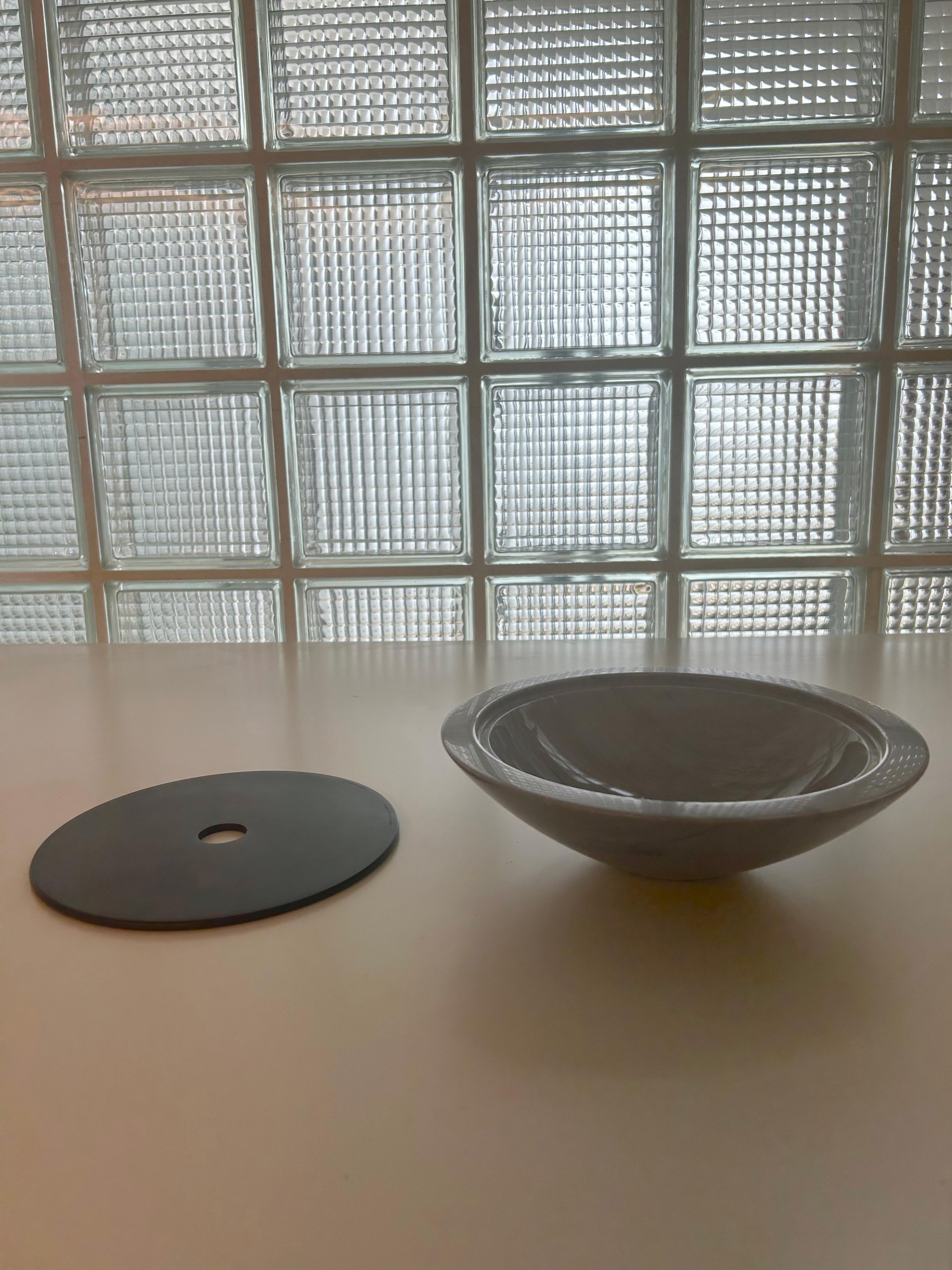 Bardiglio Marble Centerpiece Large Bowl with Removable Black Lid - Casigliani For Sale 2