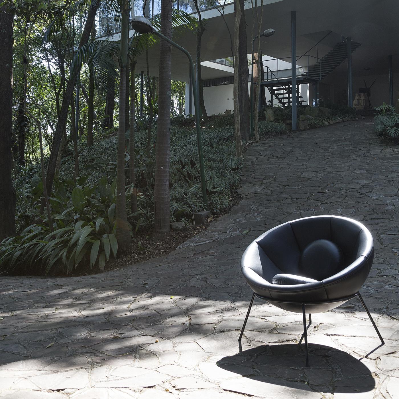Italian Bardi's Bowl Chair Black Leather