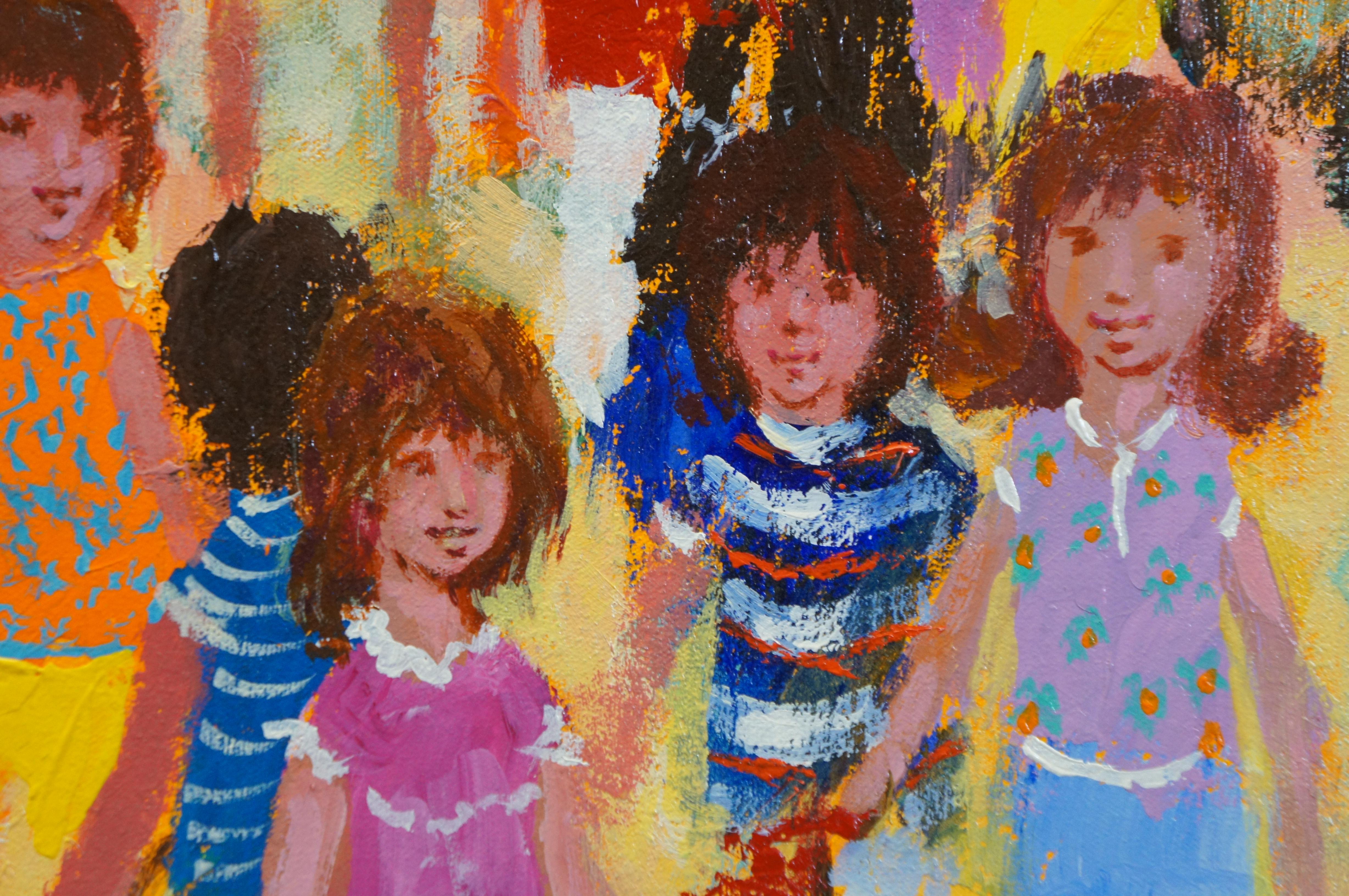 Tela Bardolli Impressionista Bambini Carnevale Merry Go Round Olio su tela 47