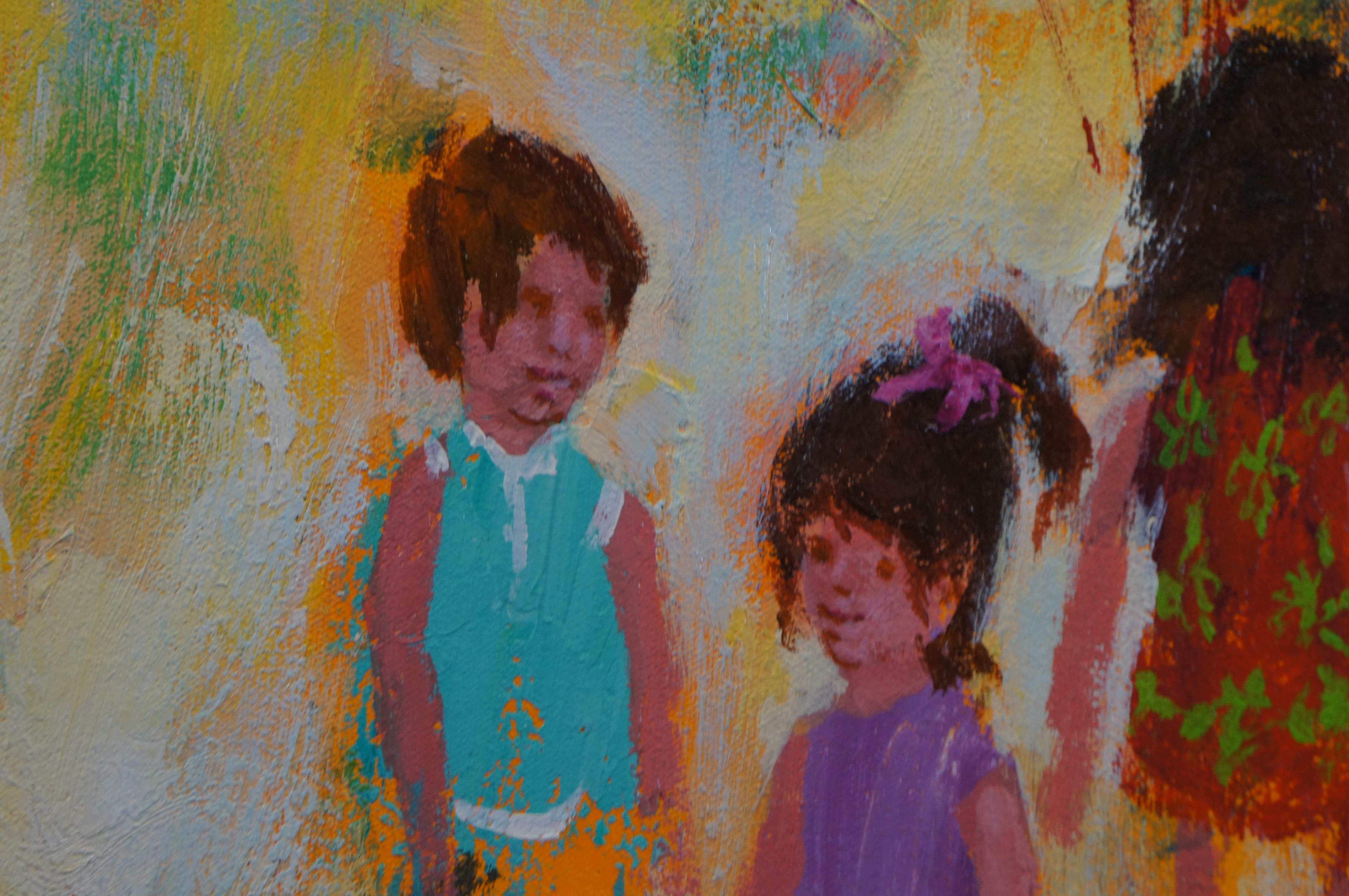 Bardolli Impressionista Bambini Carnevale Merry Go Round Olio su tela 47