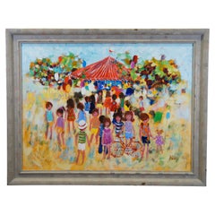 Bardolli Impressionist Childrens Carnival Merry Go Round Oil Painting 47"
