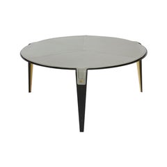 Bardot Coffee Table with Leather Top and Satin Brass Hardware by Gabriel Scott