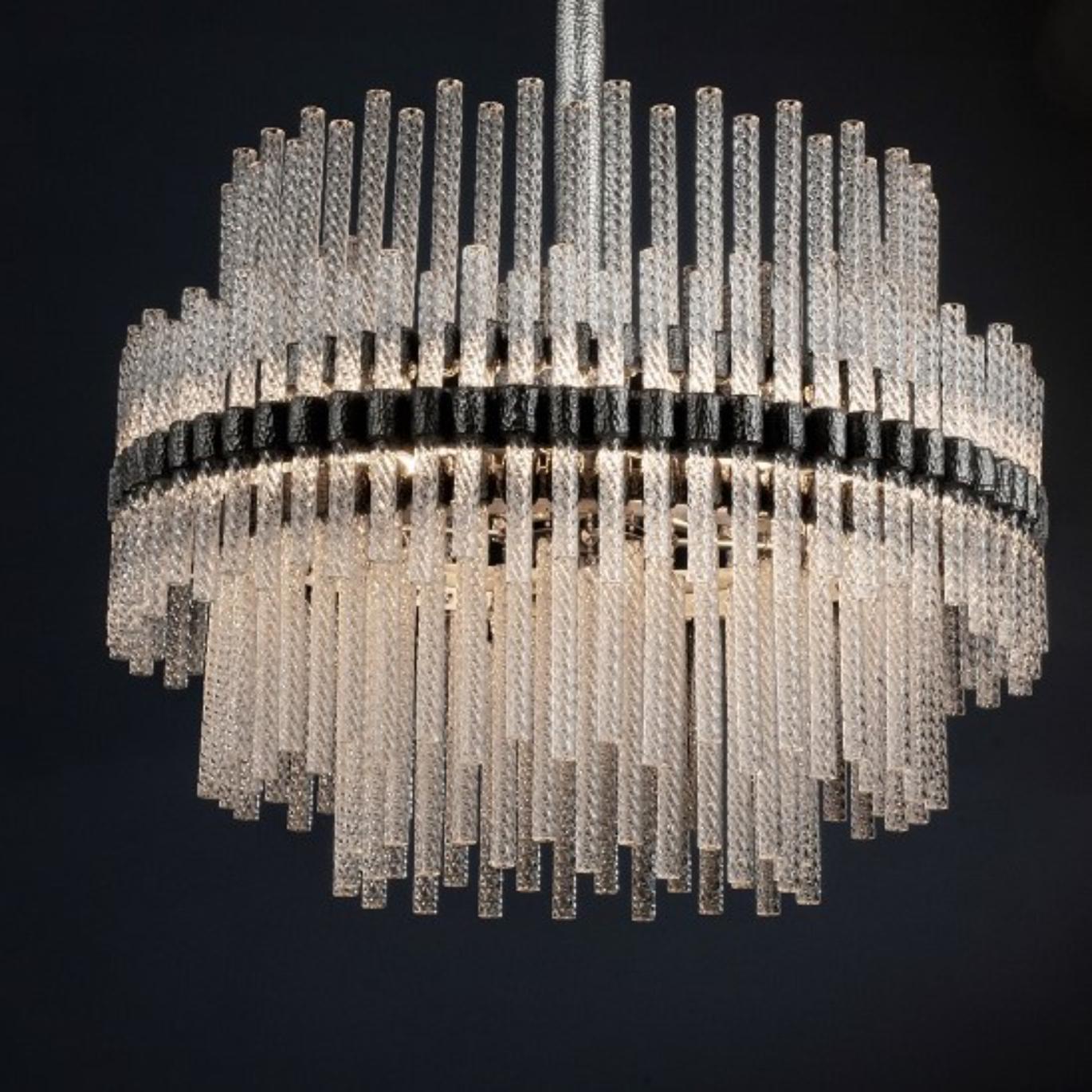 Post-Modern Glass Chandelier by Aver For Sale