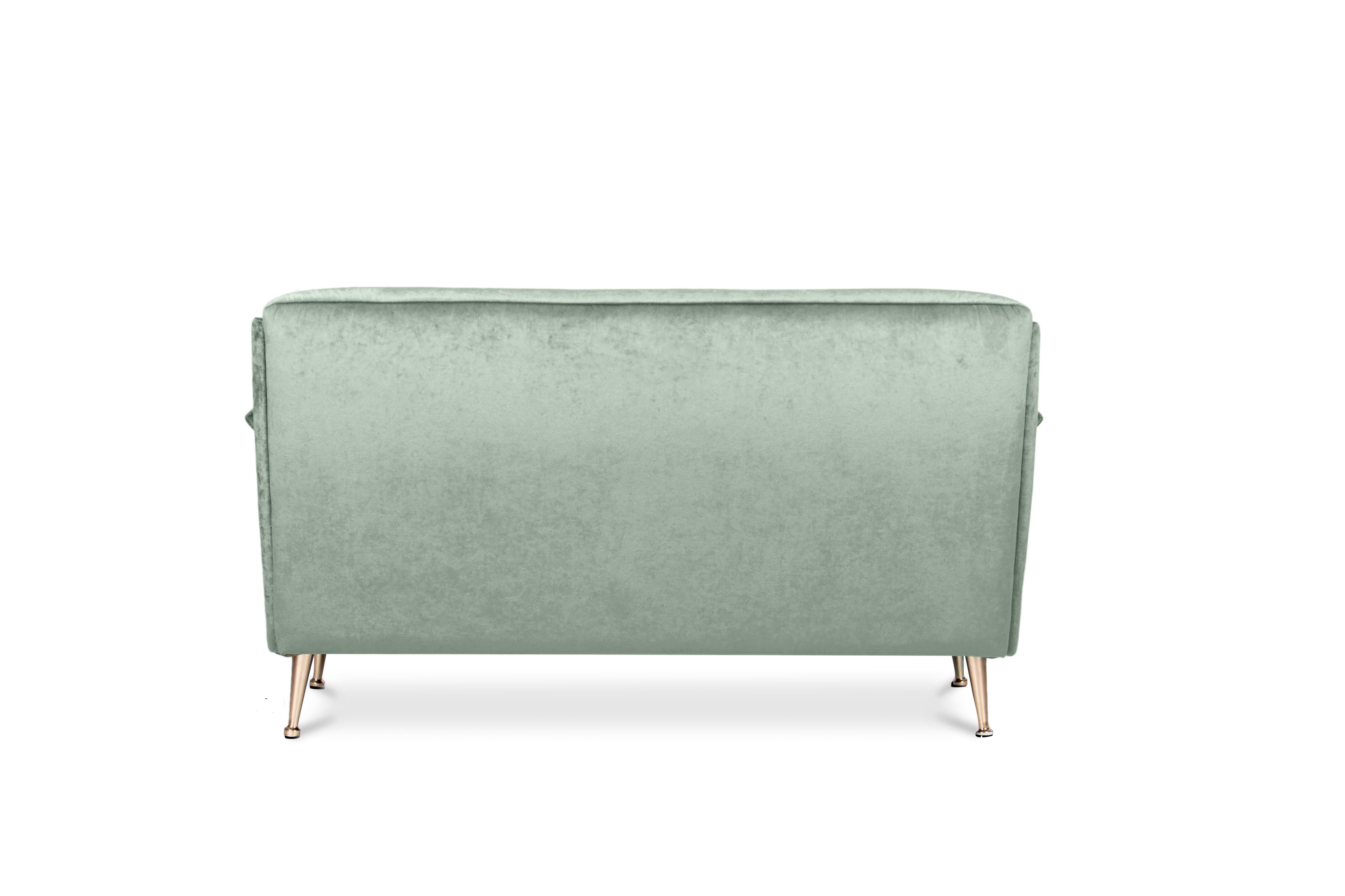 Mid-Century Modern Bardot Sofa in Ash Green For Sale