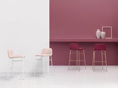 Bardot Stool Design Black Metal Frame, Fabric Pink, Black by Emilio Nanni