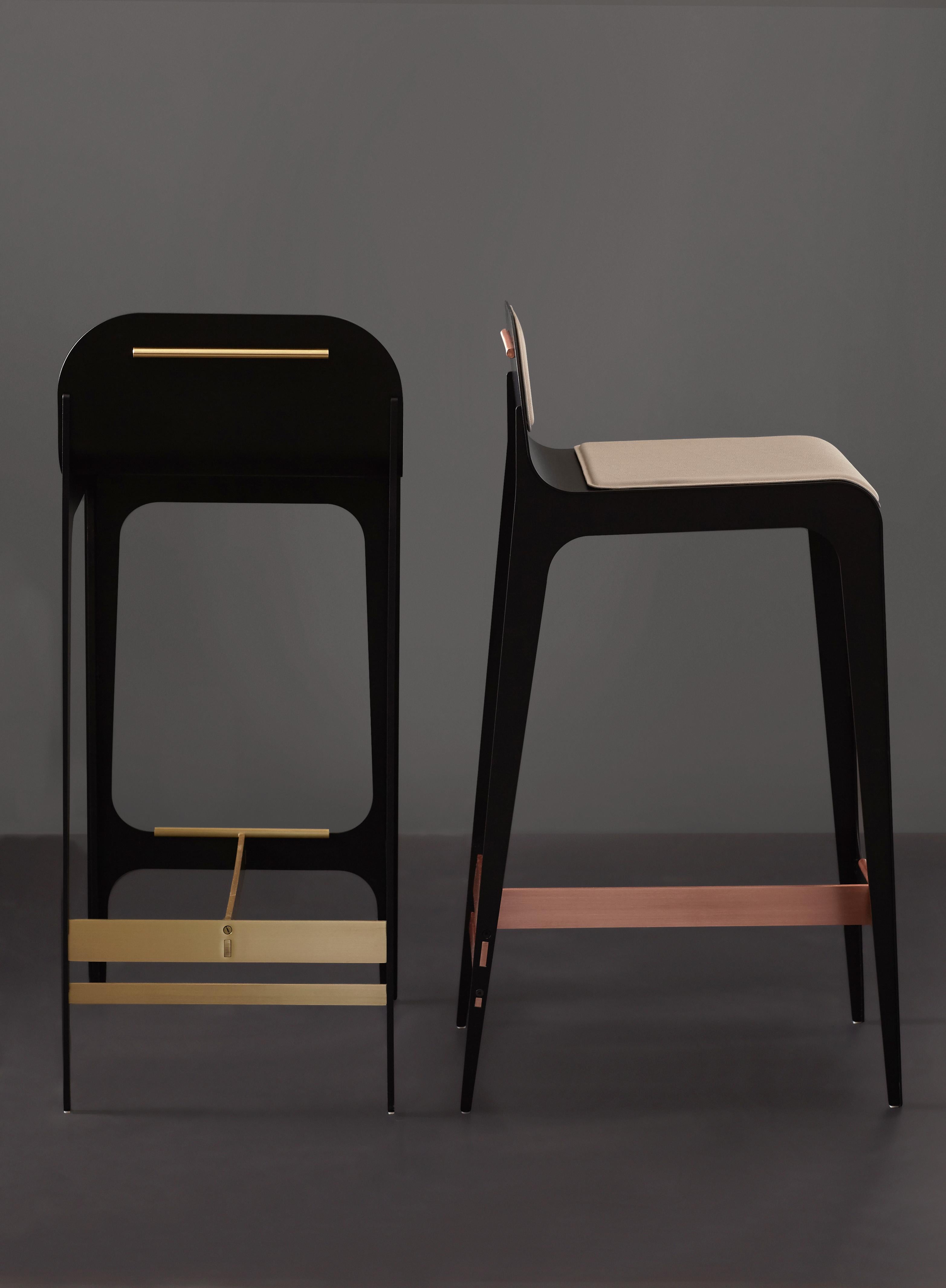 Bardot Stool in Navy and Copper by Gabriel Scott (Moderne)