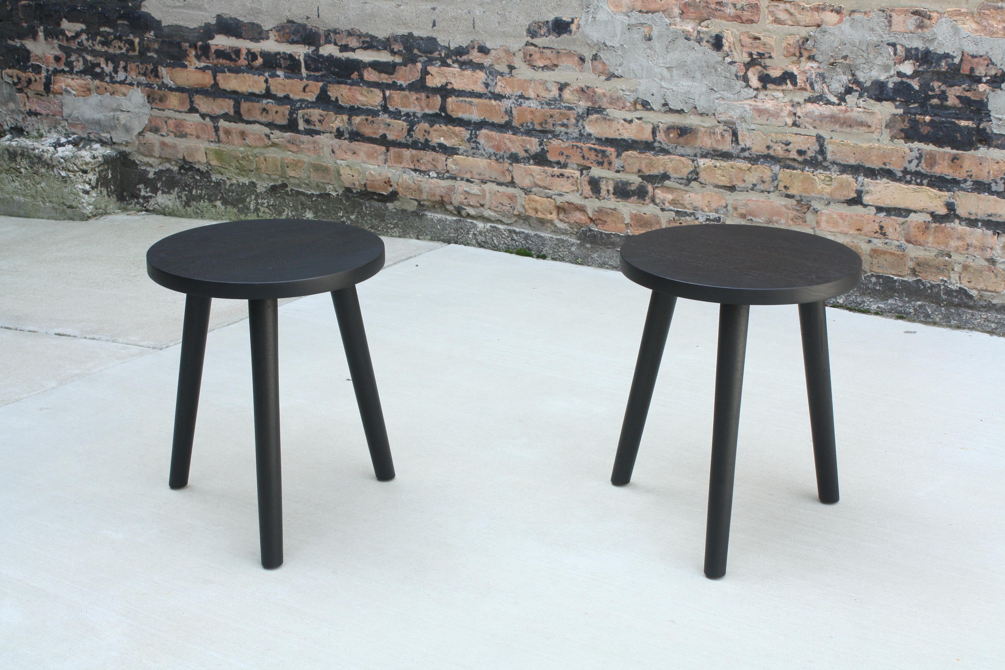 Ebonized Bare a Handmade Wood Stool or Side Table Available in Custom Sizing and Finishes For Sale