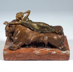 „Bare On Bear“, Wiener mechanische Bronze, Schönheit auf Bär, Carl Kauba, 1900