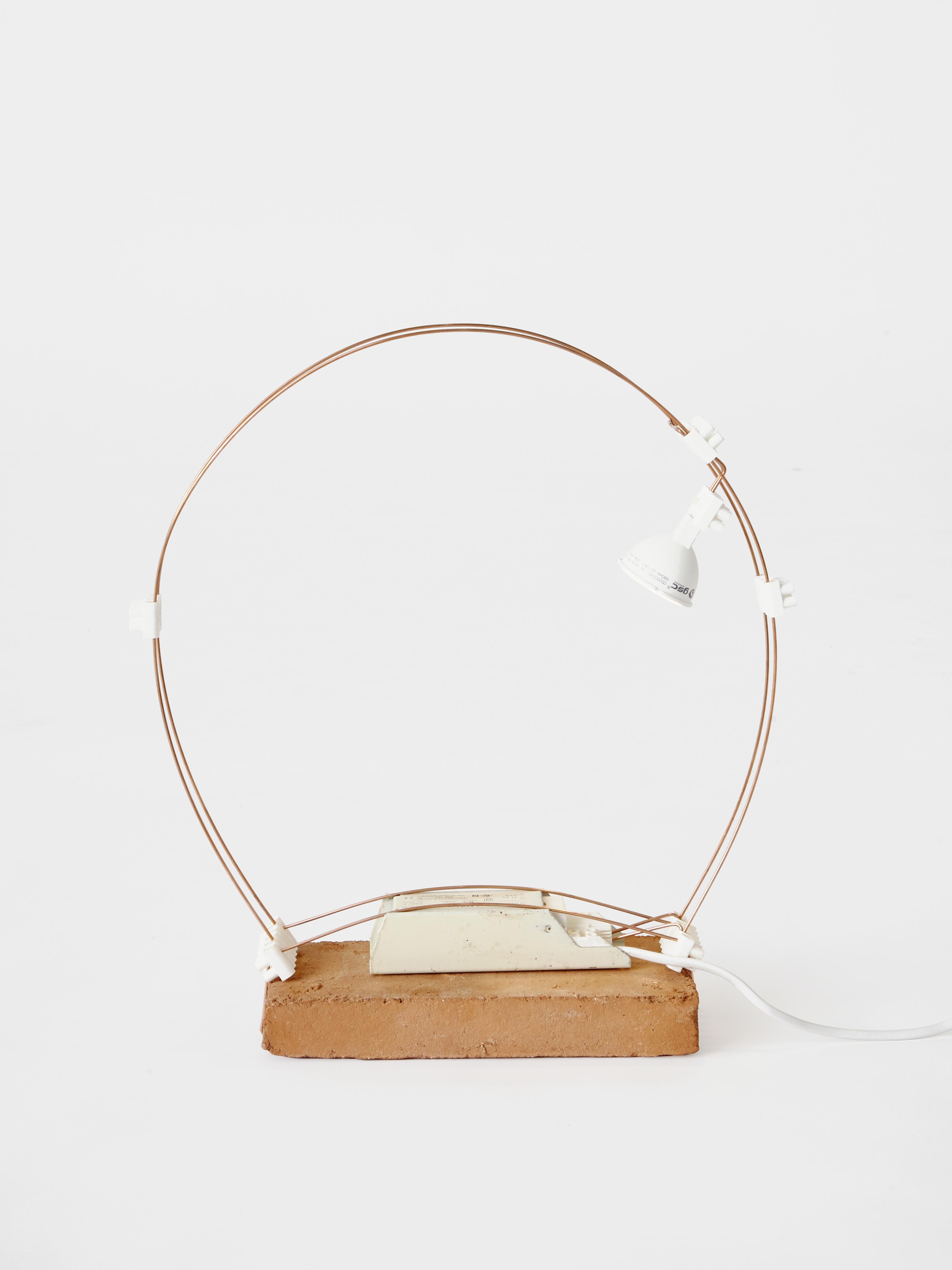 Industrial B.A.R.E Series, 'Small Circular' Copper Table Lamp by Lucas Muñoz Muñoz For Sale