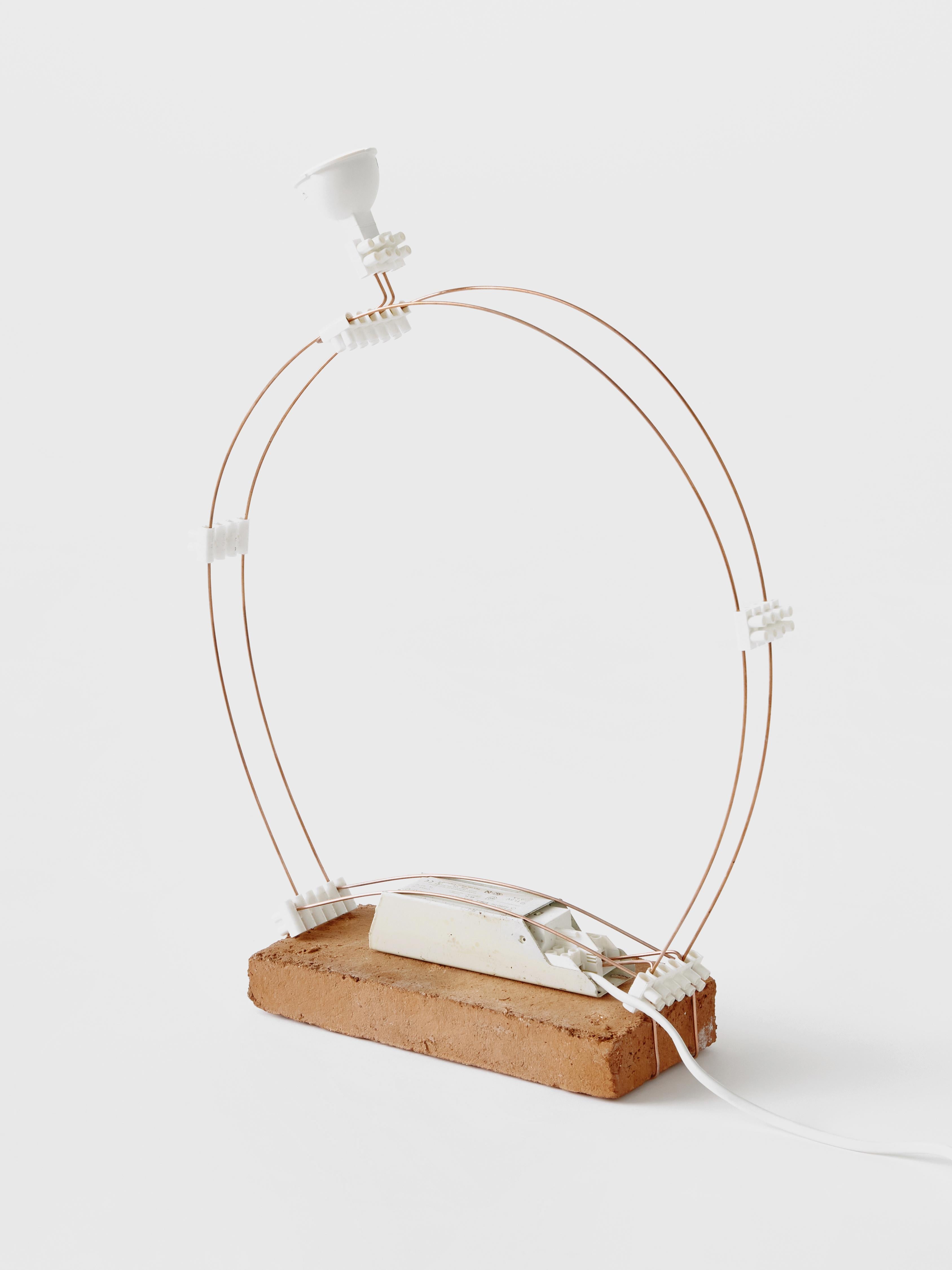 Spanish B.A.R.E Series, 'Small Circular' Copper Table Lamp by Lucas Muñoz Muñoz For Sale
