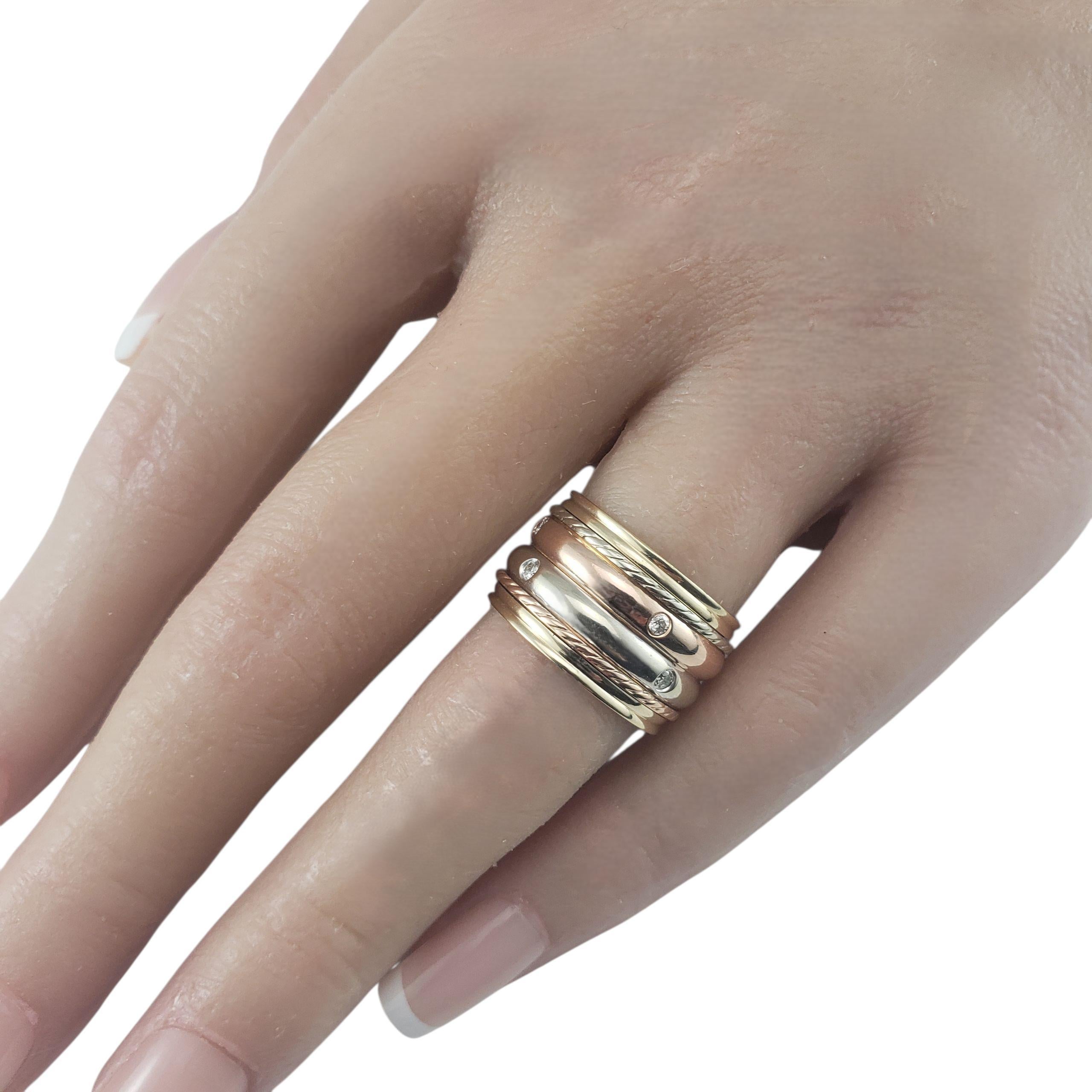 Anello Bared in oro 14 carati tricolore con diamanti, misura 6,5 #23408 in vendita 1