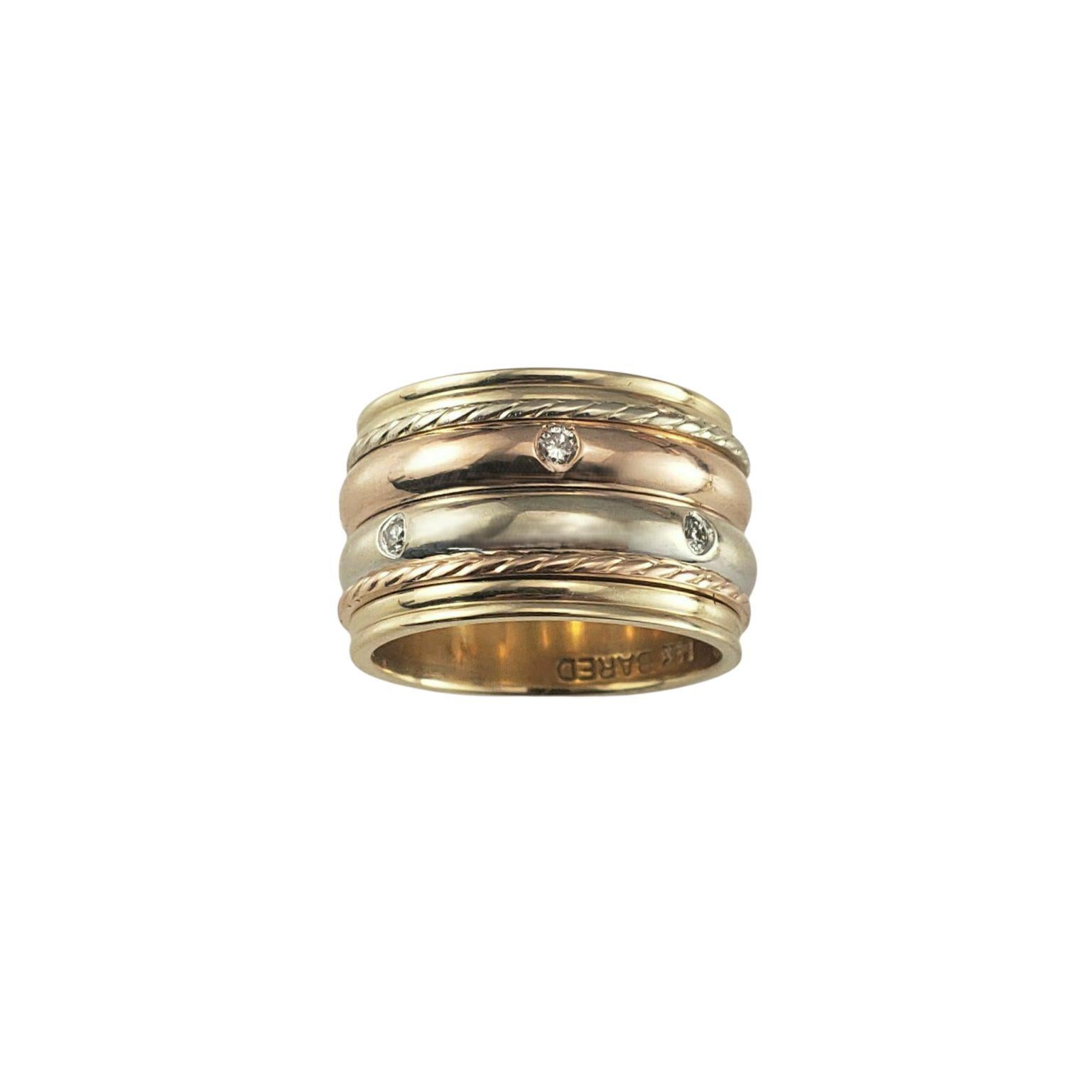 Anello Bared in oro 14 carati tricolore con diamanti, misura 6,5 #23408