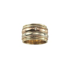 Bared 14K Tri-Color Gold Diamond Spinner Ring Size 6.5 #23408