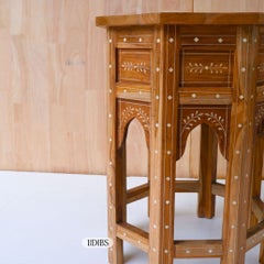 Bareek Fine Detailing Bone Inlay Antique End Table by House of Jaipur