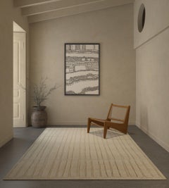 Barefoot Bliss Abstract Soft Wool 10x14 Ft Undyed White Hand Knotted Rug Carpet