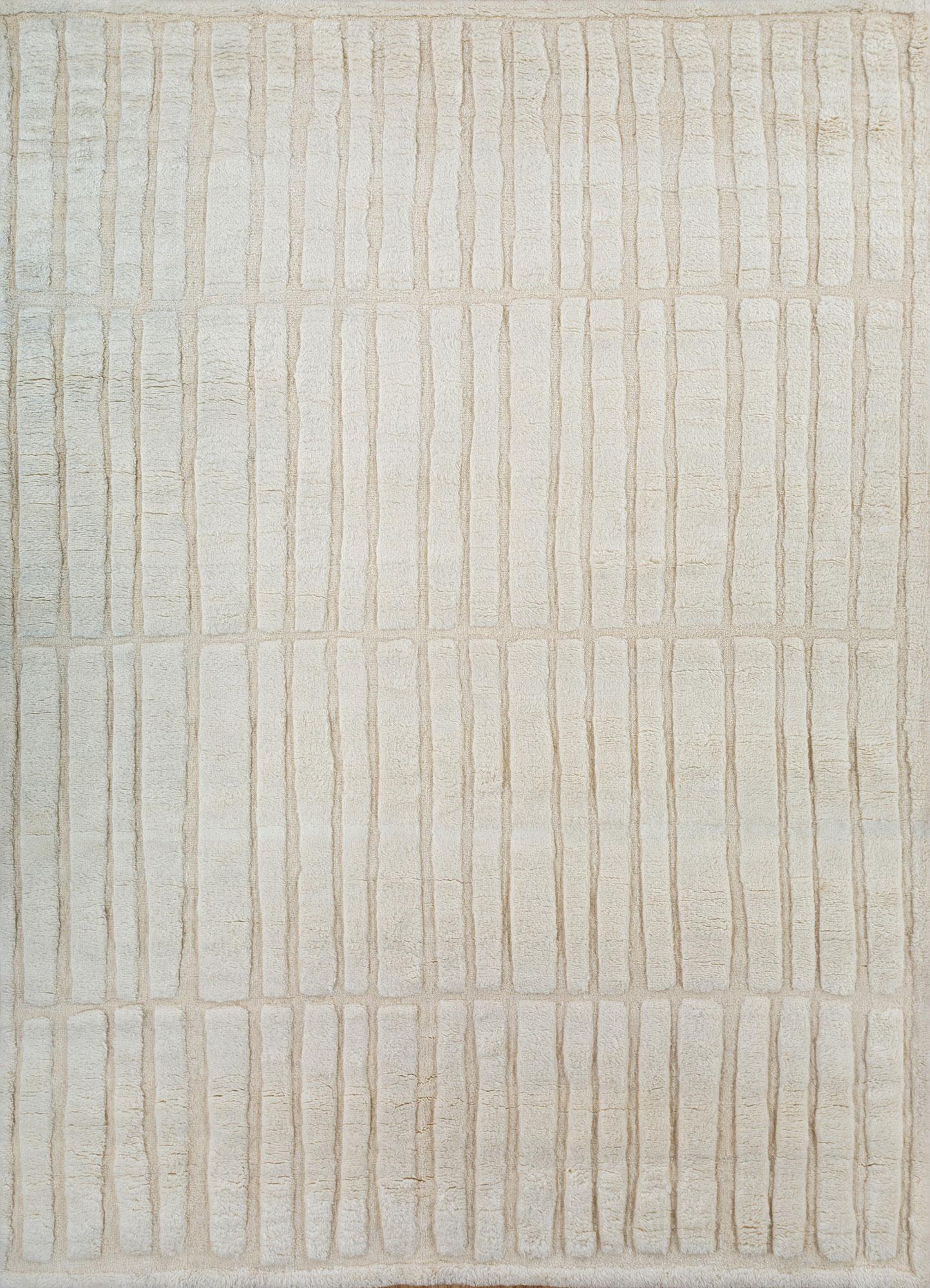Barefoot Bliss Undyed White & Undyed White 300x420 cm Handgeknüpfter Teppich in Weiß