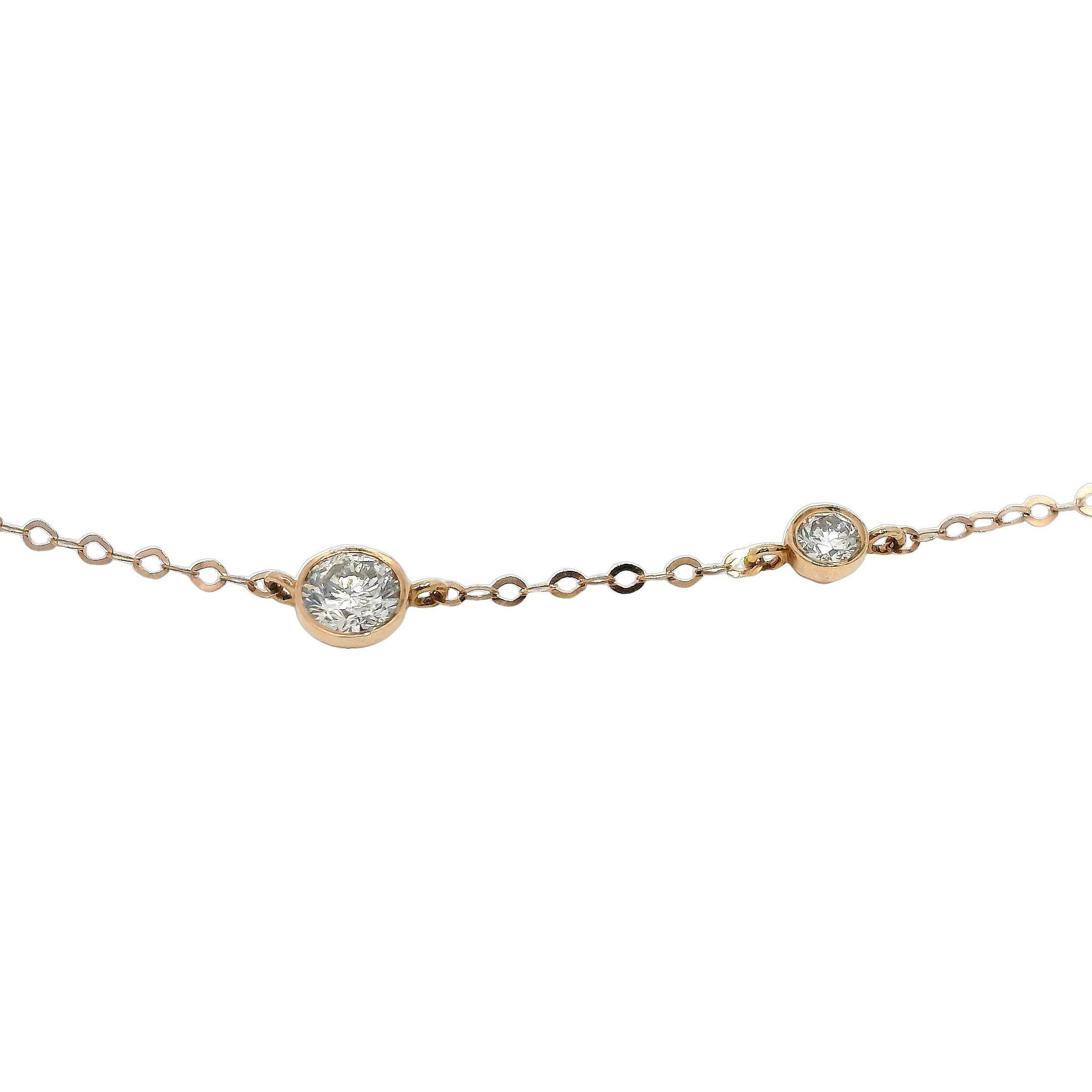 Contemporary Barely-there Diamonds on Chain in 18K Rose Gold For Sale
