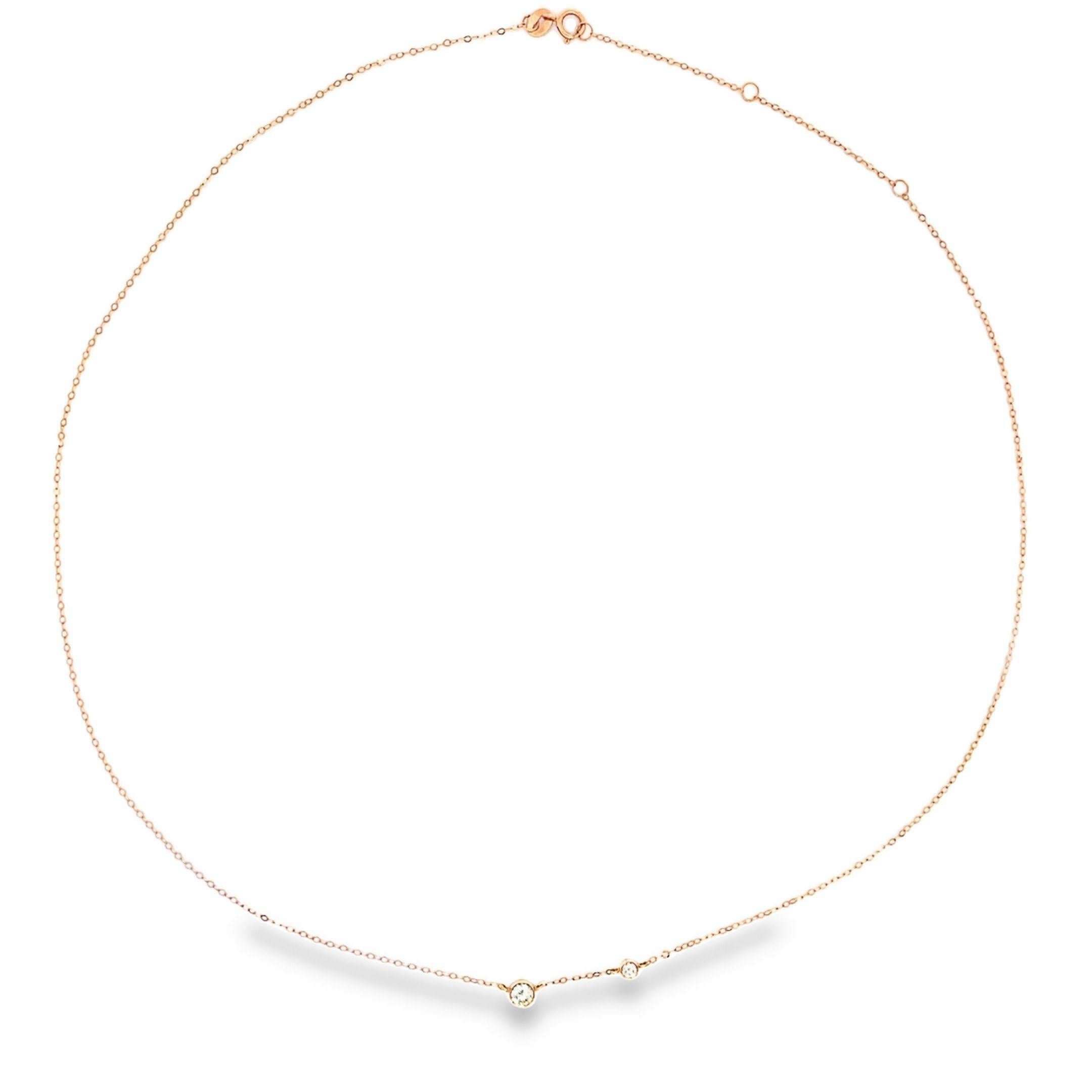 Round Cut Barely-there Diamonds on Chain in 18K Rose Gold For Sale
