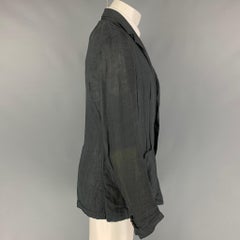BARENA Size 40 Slate Wrinkled Linen Notch Lapel Sport Coat