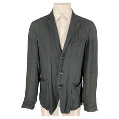 BARENA Size 40 Slate Wrinkled Linen Notch Lapel Sport Coat