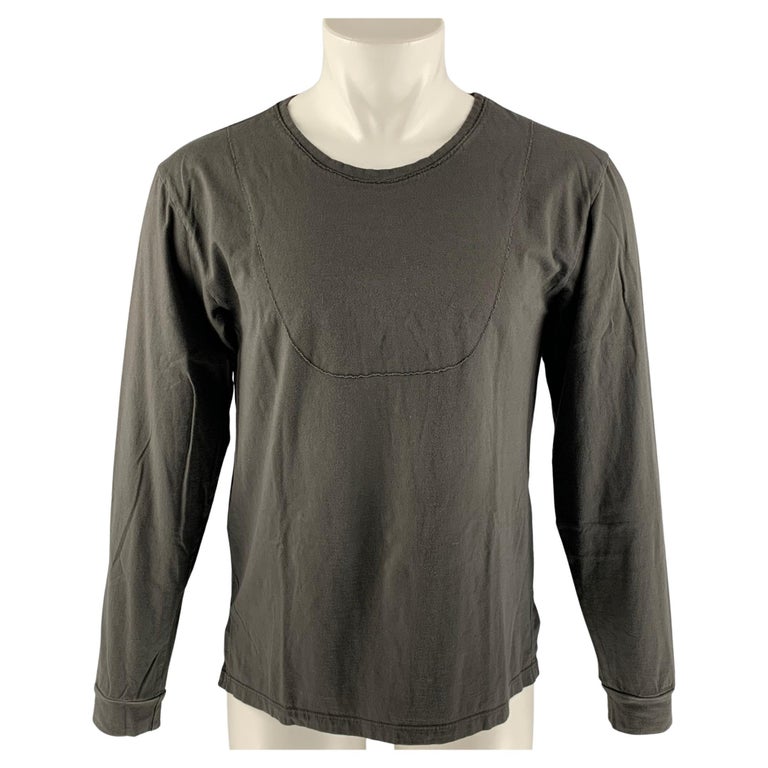 BARENA Size M Dark Gray Solid Cotton Long Sleeve T-shirt For Sale at ...