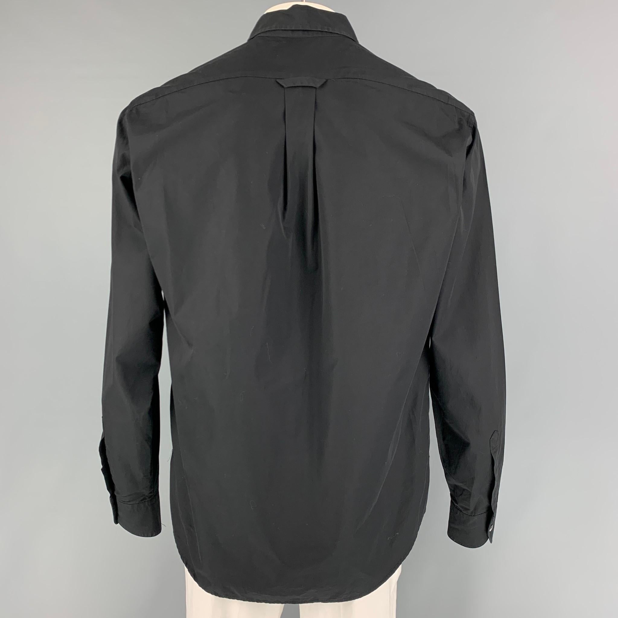 BARENA Size XL Black Cotton Long Sleeve Shirt In Good Condition In San Francisco, CA