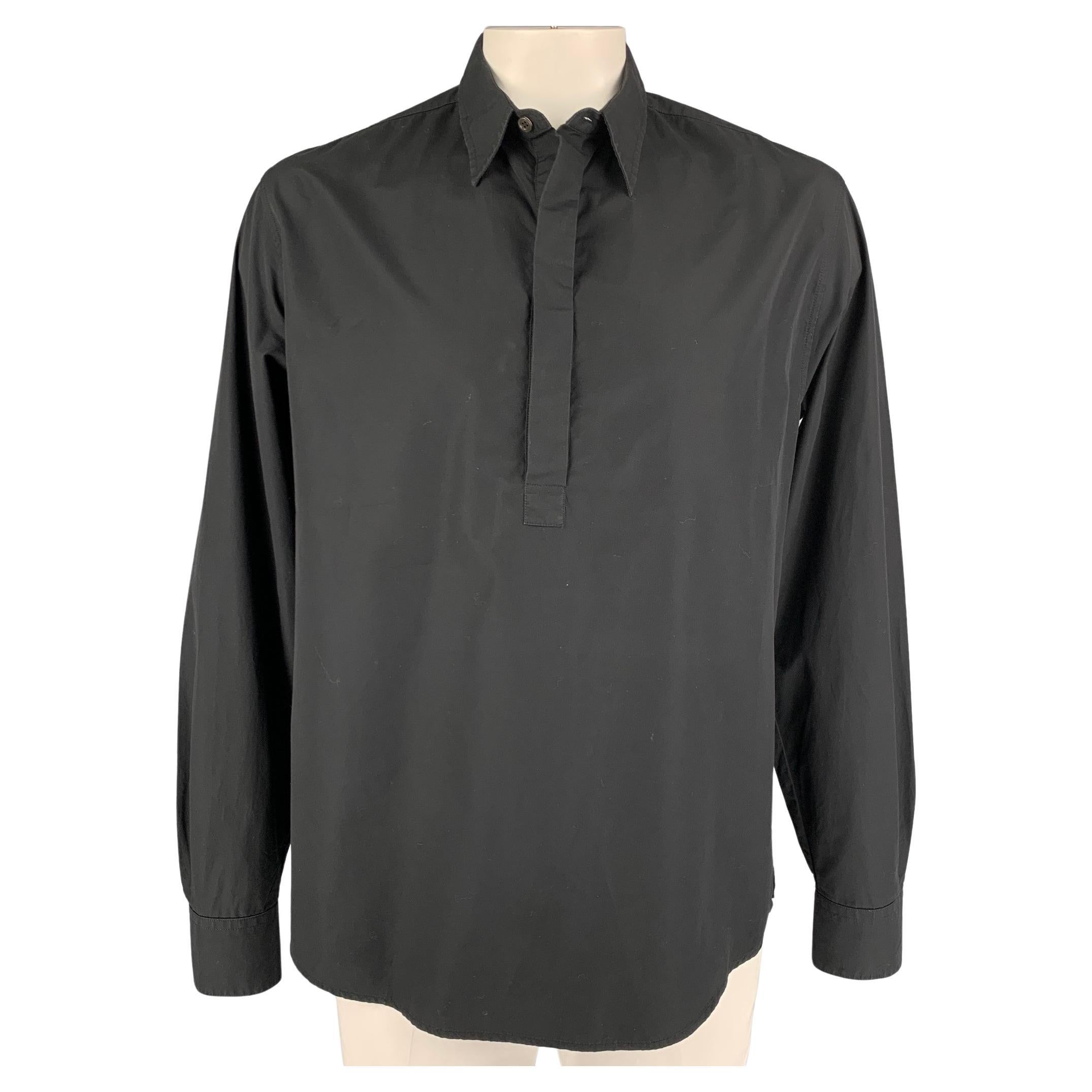 BARENA Size XL Black Cotton Long Sleeve Shirt