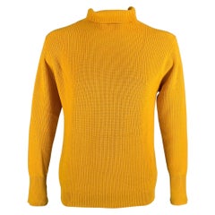 BARENA Talla XXL Jersey de punto amarillo de lana y cuello alto