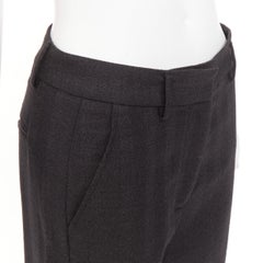 BARENA VENEZIA grey herringbone wool mid waist wide cropped trousers IT40 S