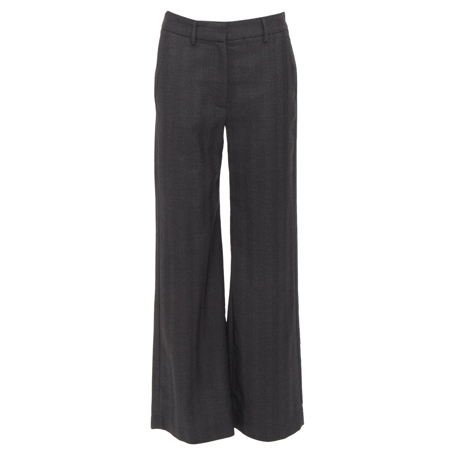 Pantalon court large à taille mi-haute en laine à chevrons gris BARENA VENEZIA, taille IT40 S