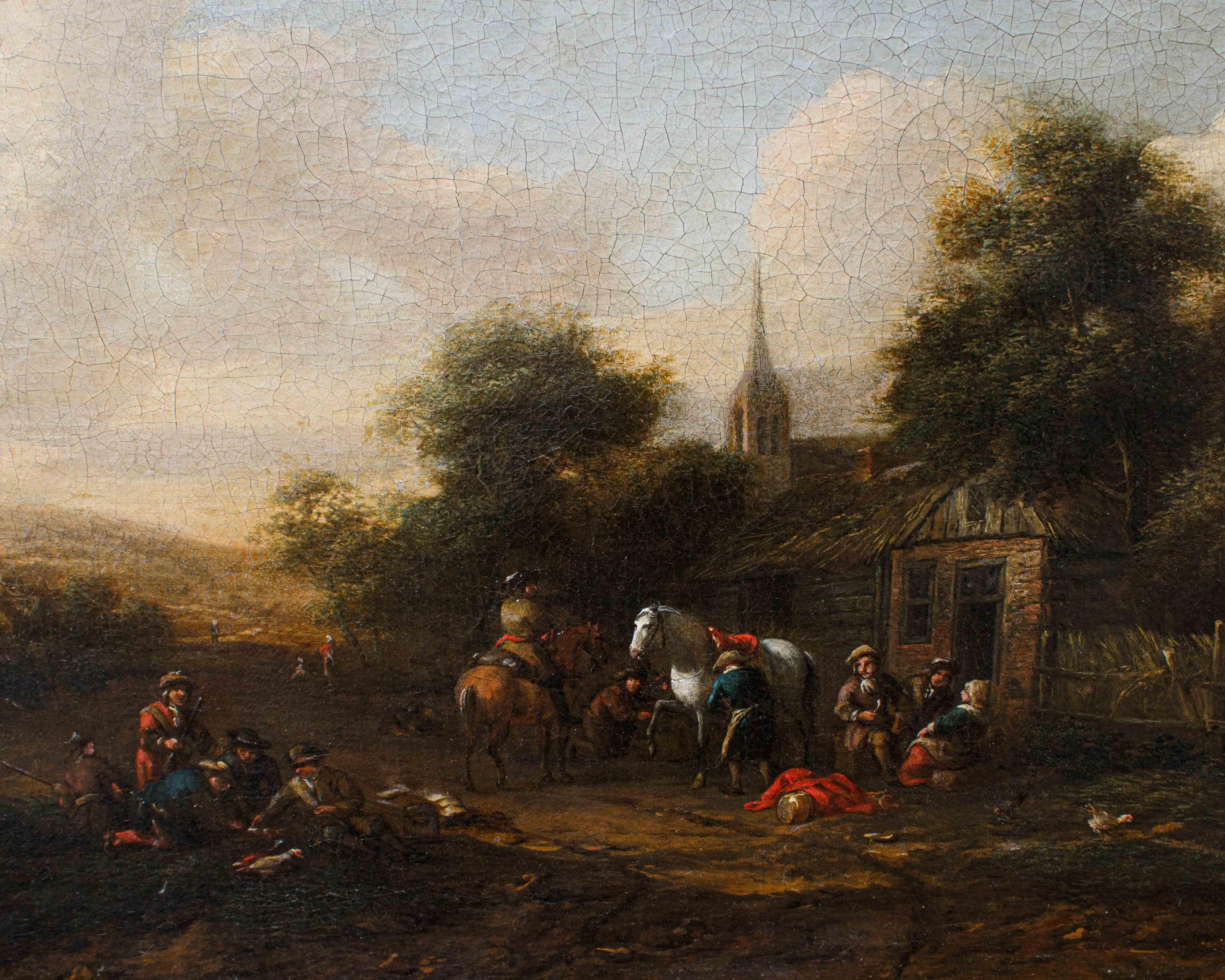 Barent Gael (1630/1635 – 1698), Coppia di paesaggi con scene di genere im Angebot 9