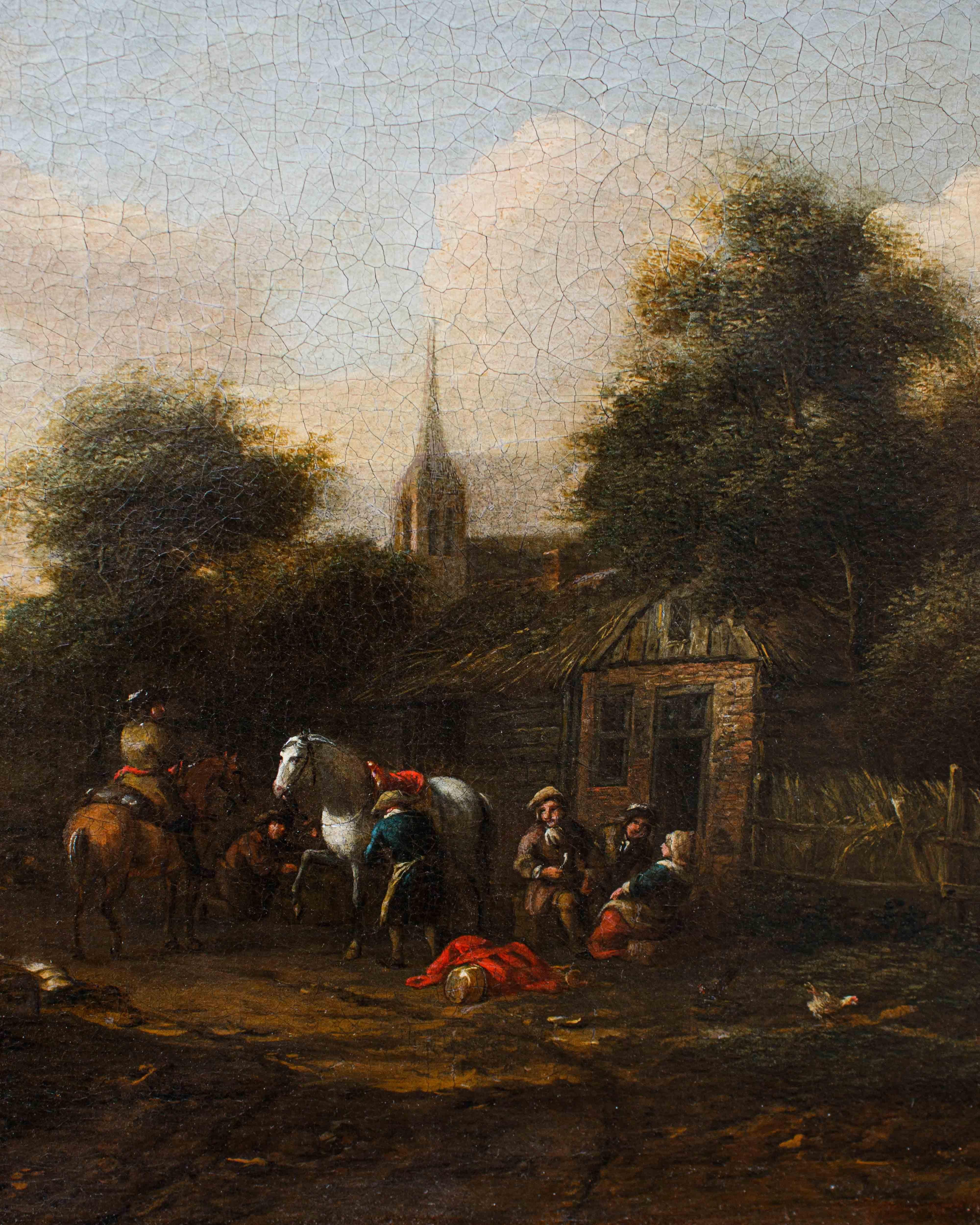 Barent Gael (1630/1635 – 1698), Coppia di paesaggi con scene di genere im Angebot 11