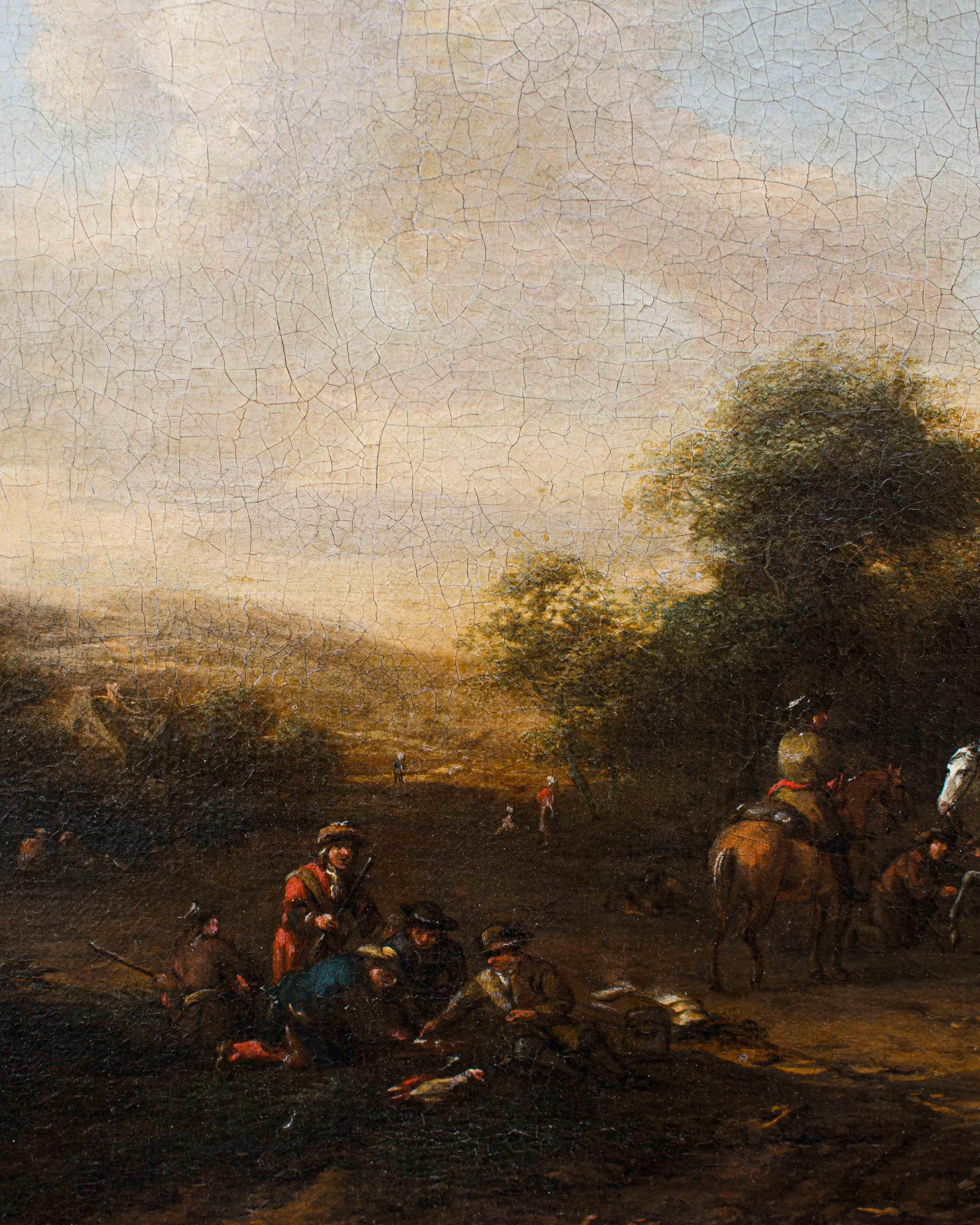 Barent Gael (1630/1635 – 1698), Coppia di paesaggi con scene di genere im Angebot 12