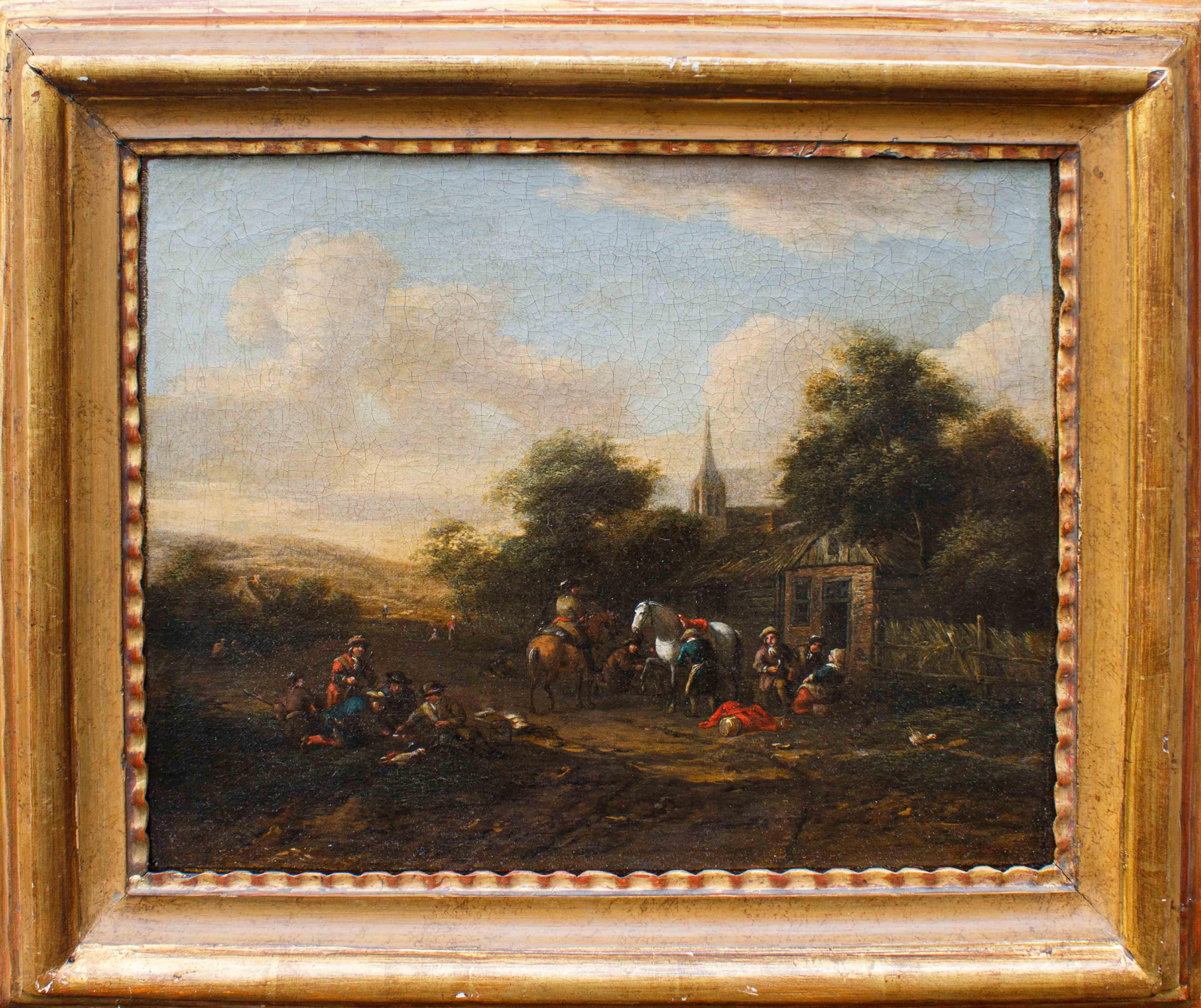 Barent Gael (1630/1635 – 1698), Coppia di paesaggi con scene di genere im Angebot 1