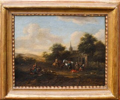 Barent Gael (1630/1635 - 1698), Paire de paysages avec scènes de genre