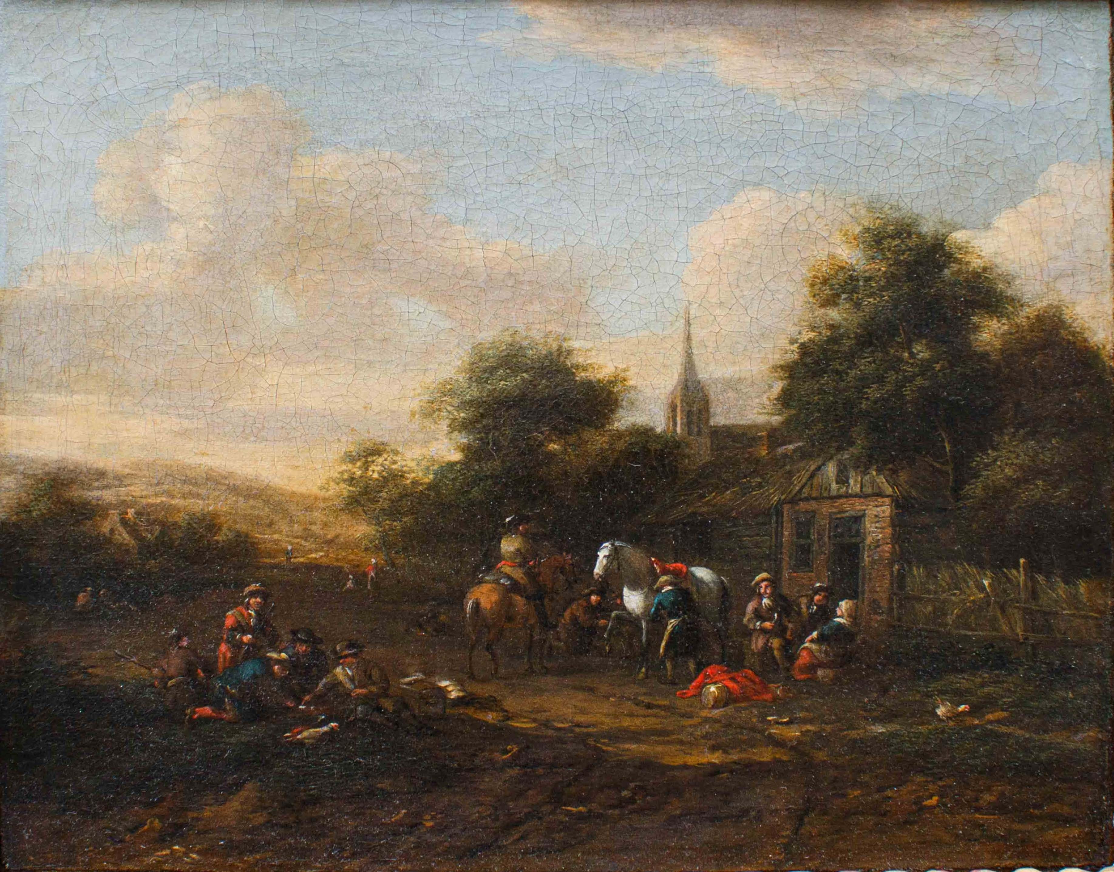 Barent Gael (1630/1635 – 1698), Coppia di paesaggi con scene di genere im Angebot 3
