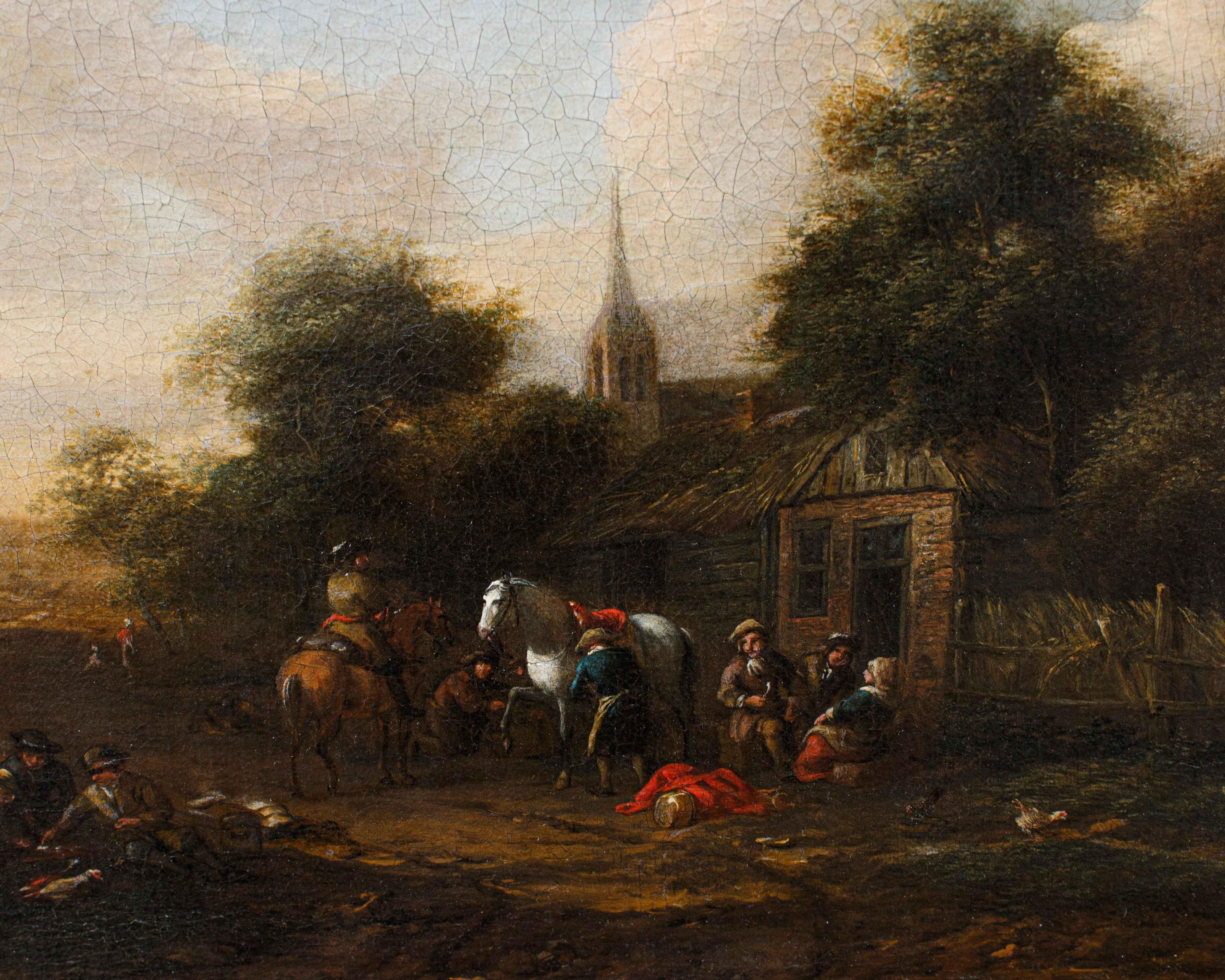 Barent Gael (1630/1635 – 1698), Coppia di paesaggi con scene di genere im Angebot 5