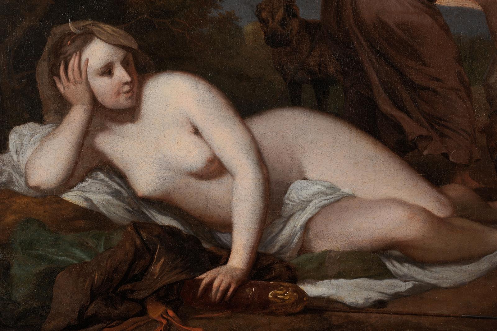Diana the huntress with her dogs - Dutch School Painting by Barent Graat