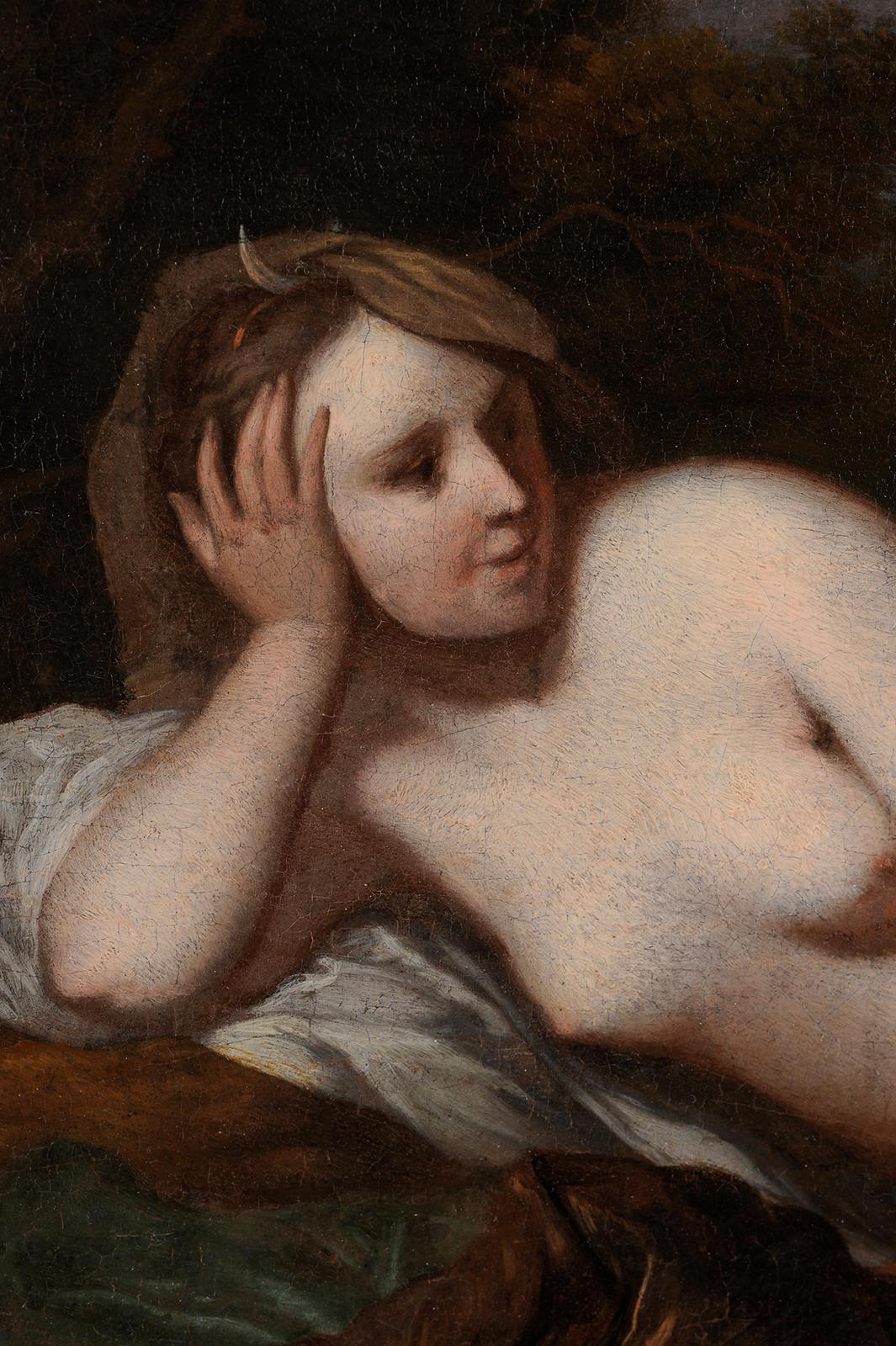 Diana the huntress with her dogs - Brown Nude Painting by Barent Graat