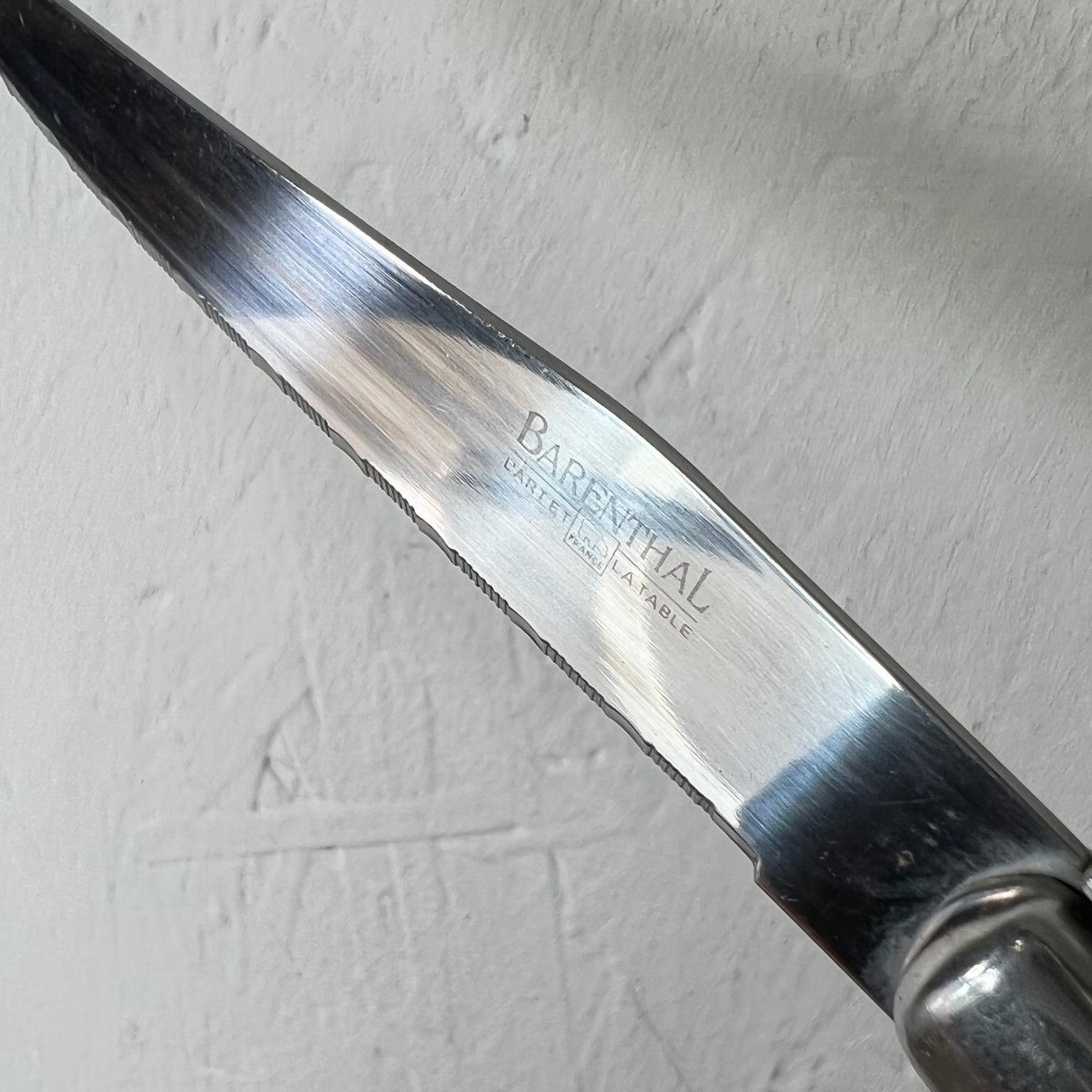 Stainless Steel Laguiole Barenthal  Black 3 Steak Knives Jean Dubost L'artet La Table France For Sale