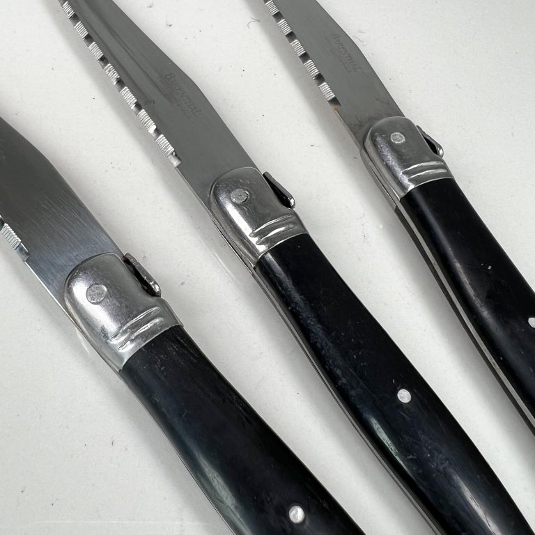 Laguiole Barenthal Black 3 Steak Knives Jean Dubost L''artet La Table  France For Sale at 1stDibs