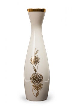Bareuther Waldsassen Bavarian GermanGilt Floral Design White Porcelain Vase
