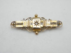 Bargain Antique 15ct Gold Diamond Bar Brooch Pin c1870 4.8g 625 Purity