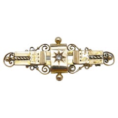 Bargain Antique 15ct Gold Diamond Bar Brooch Pin c1870 4.8g 625 Purity