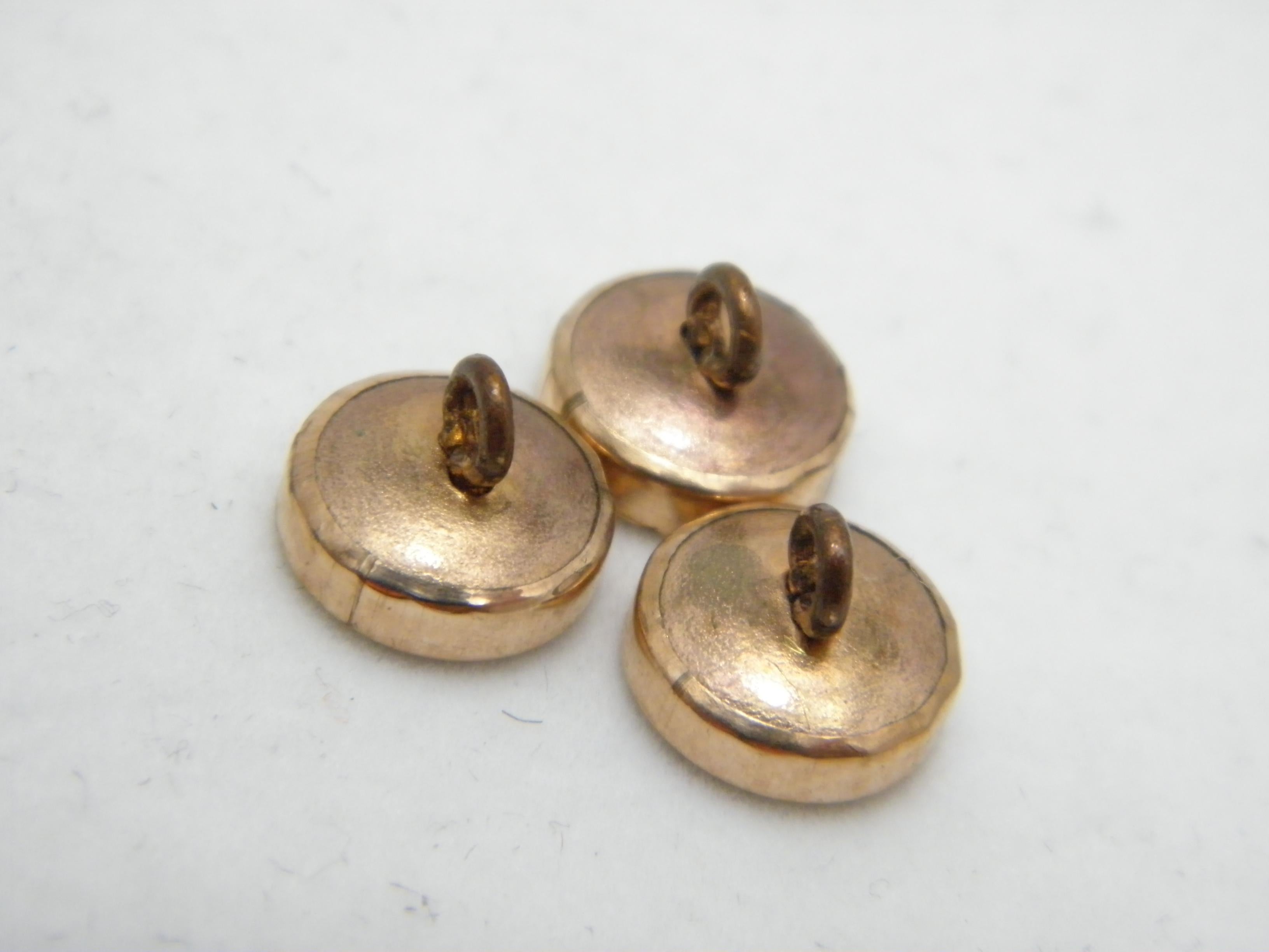 Bargain Antique 15ct Rose Gold Diamond Paste Shirt Studs Buttons c1860 625 In Good Condition For Sale In Camelford, GB