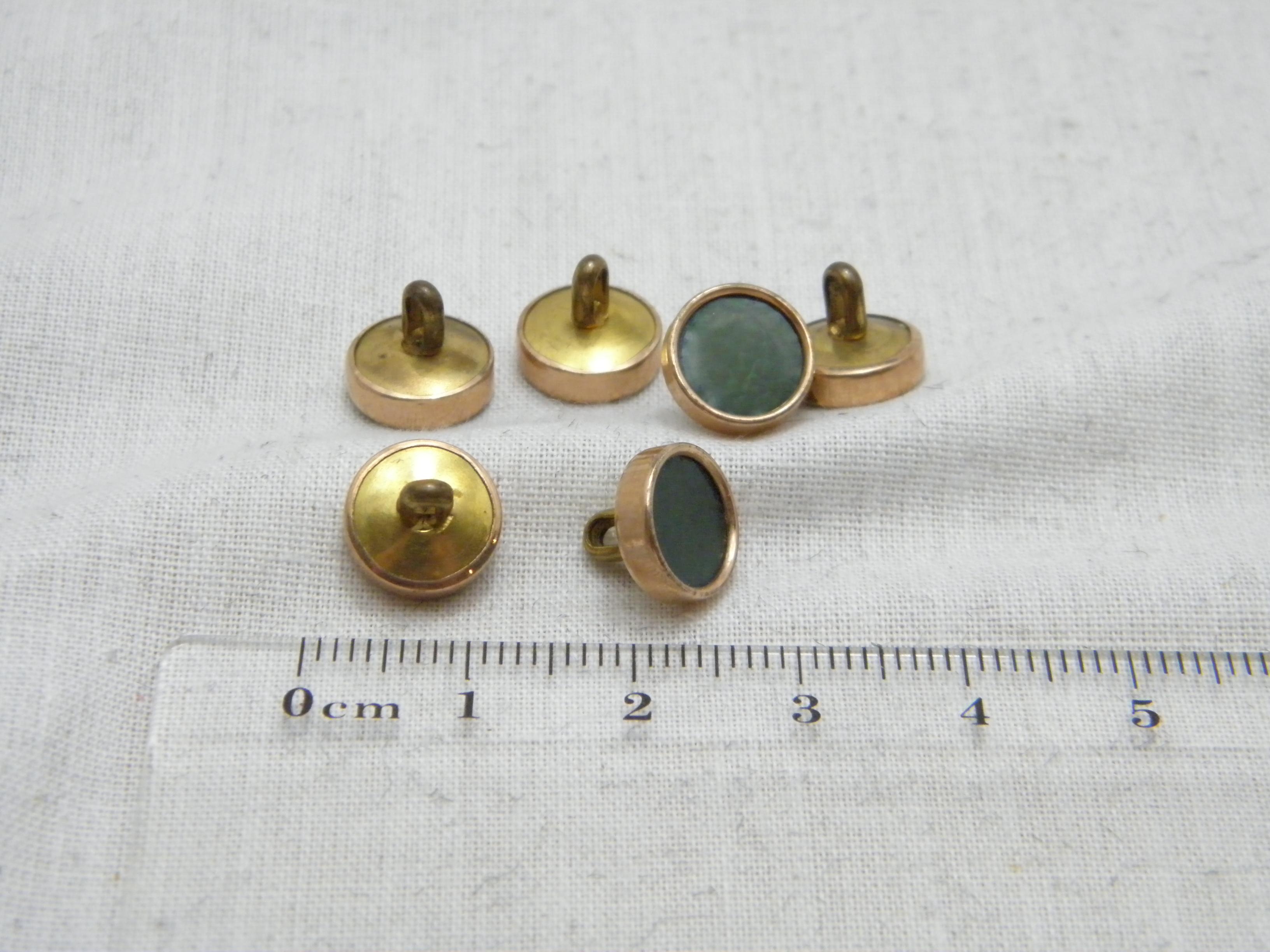 Bargain Antique 15ct Rose Gold Green Weave Shirt Studs Buttons c1880 625 Purity For Sale 5