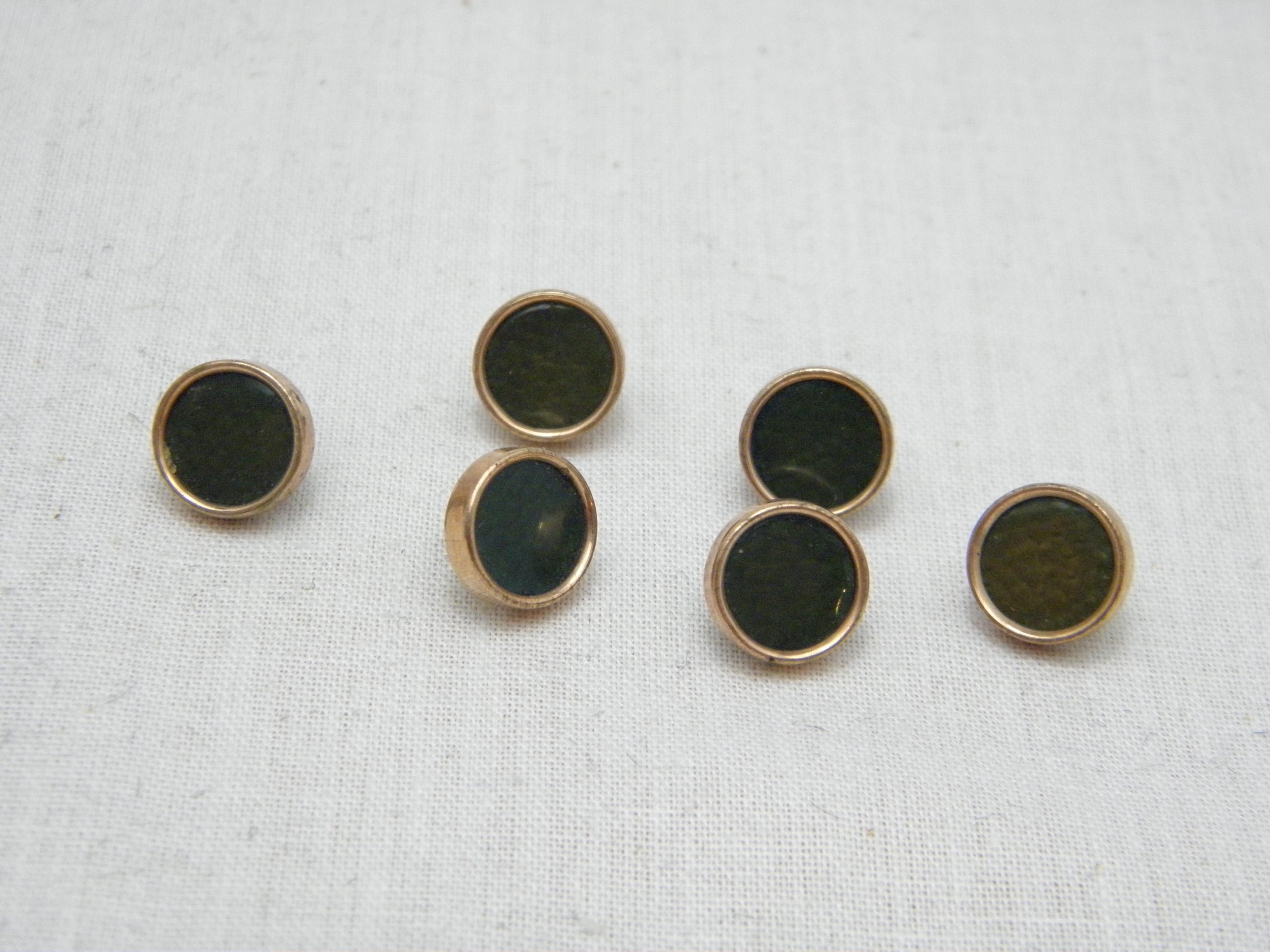 Victorian Bargain Antique 15ct Rose Gold Green Weave Shirt Studs Buttons c1880 625 Purity For Sale